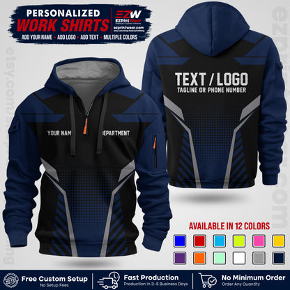 Custom All Over Print Work Uniform Shirt with Name, Logo & Text | Custom Hawaiian Shirt | Company Shirt | Employee Uniform UNF06