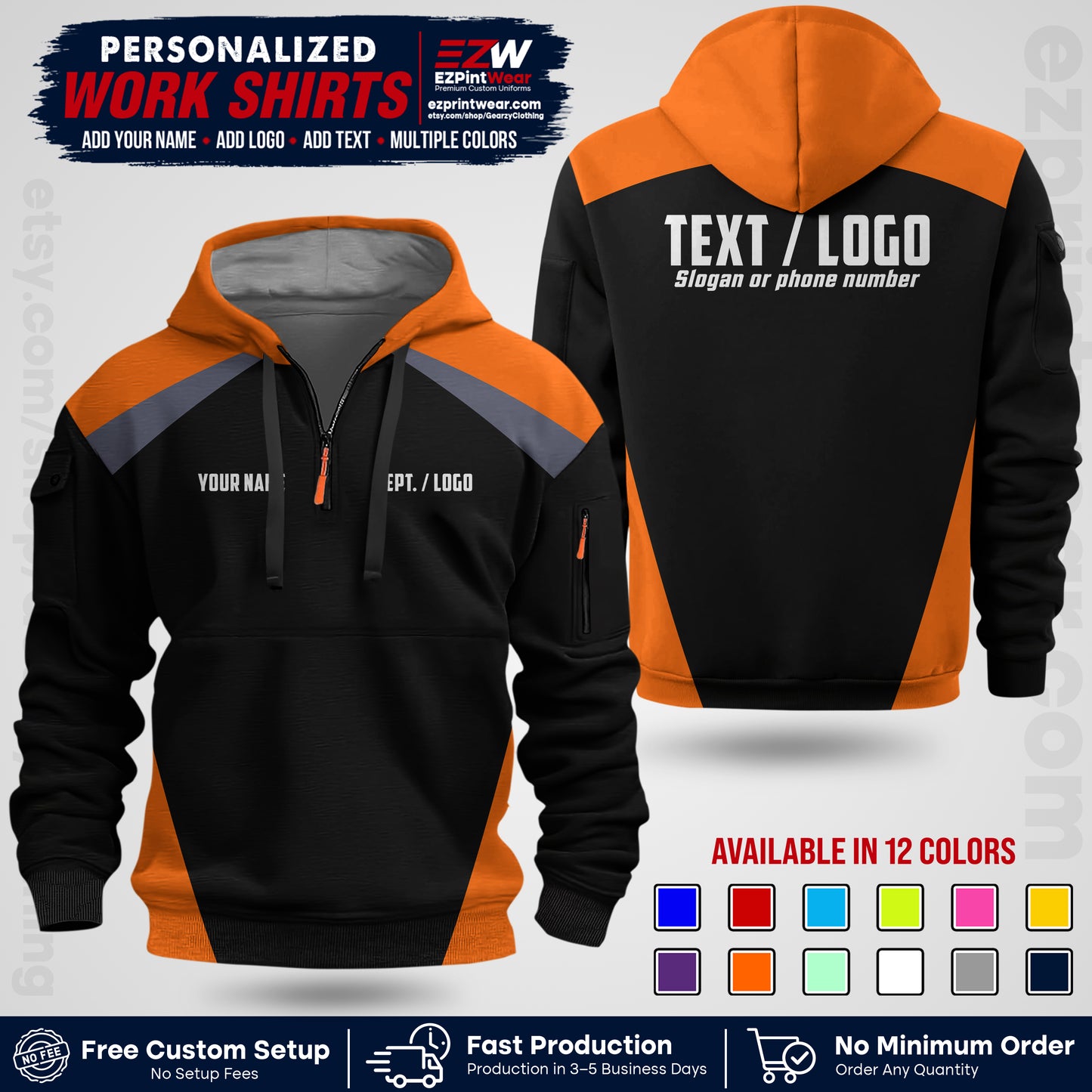 Custom All Over Print Work Uniform Shirt with Name, Logo & Text | Custom Hawaiian Shirt | Company Shirt | Employee Uniform UNF02