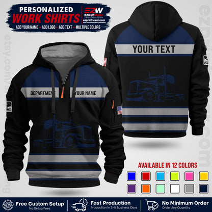 Personalized Truck Driver Workwear Uniform | Custom Safety Stripe Apparel | Non-Reflective Reflective Style Design TW02