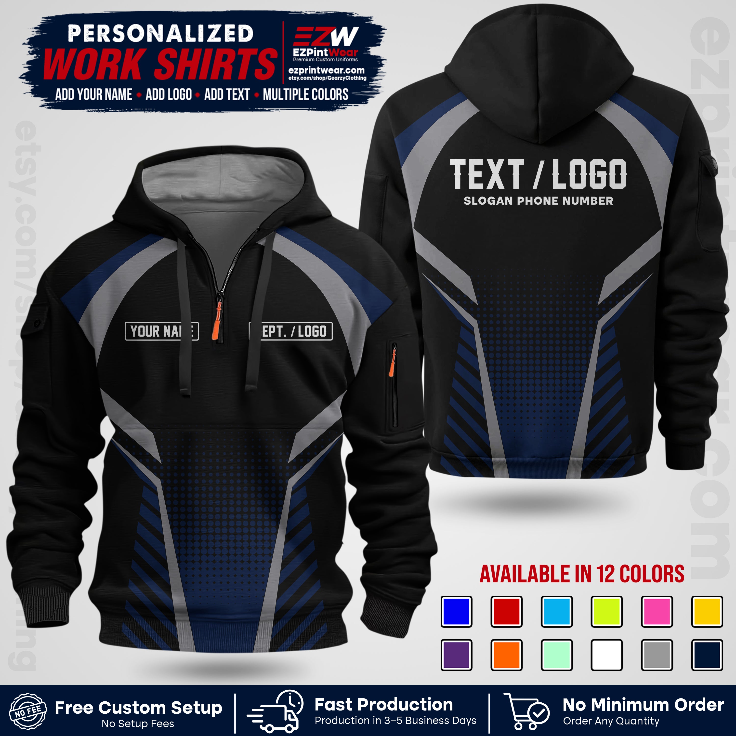 Custom All Over Print Work Uniform Shirt with Name, Logo & Text | Custom Hawaiian Shirt | Company Shirt | Employee Uniform UNF19