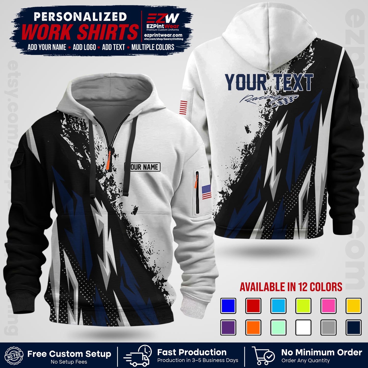 Custom Racing Shirt with Name, Logo & Text | Race Team Uniform | Crew Apparel RC08