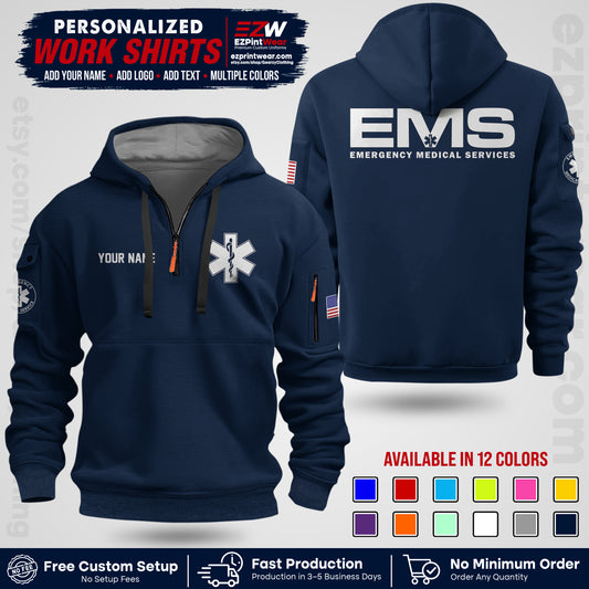 Custom EMS Shirt with Name, Logo & Text | EMS Team Uniform | First Responder Workwear EMSU01