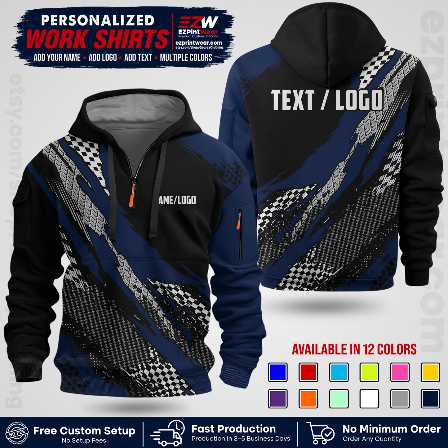 Custom Racing Shirt with Name, Logo & Text | Race Team Uniform | Crew Apparel RC05