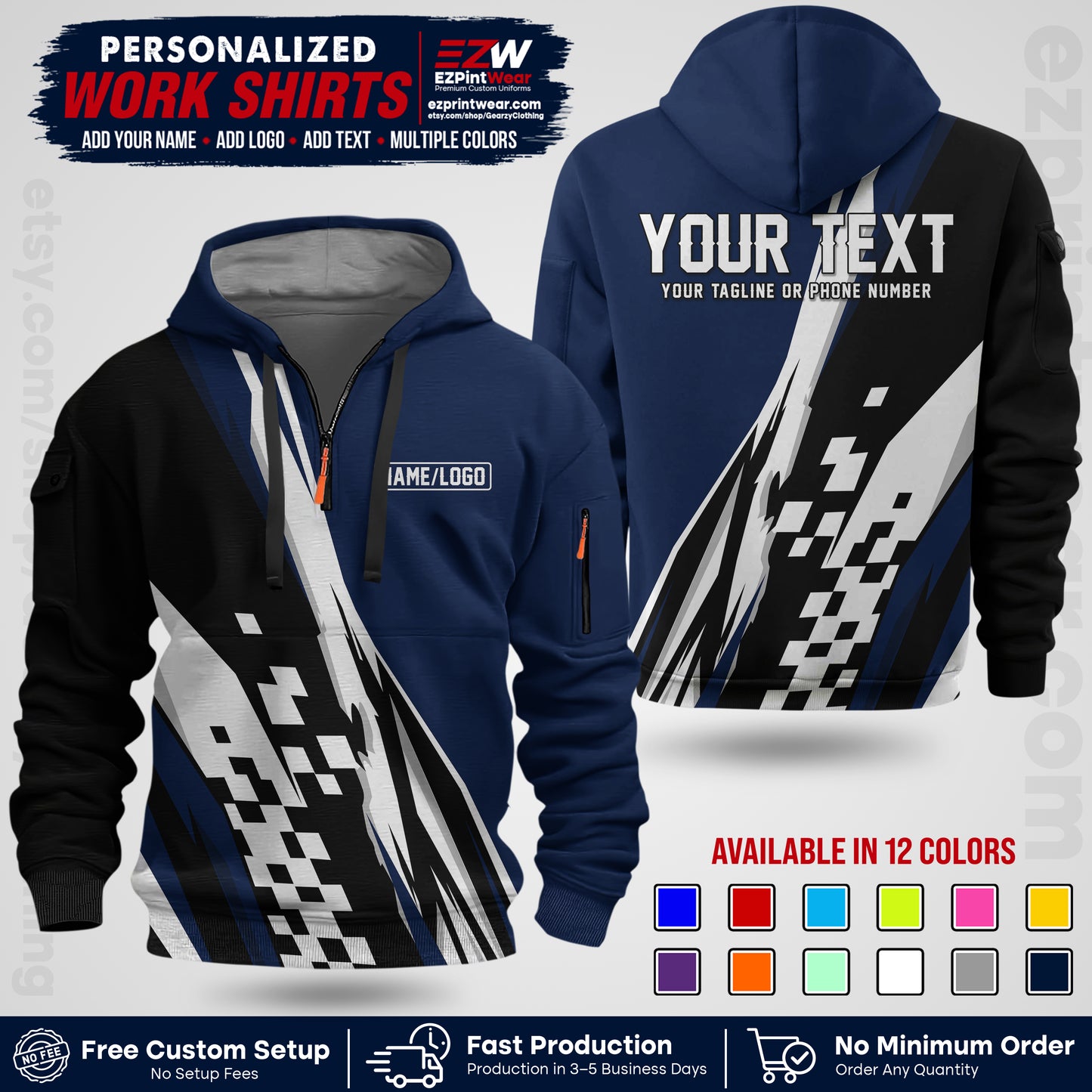 Custom Racing Shirt with Name, Logo & Text | Race Team Uniform | Crew Apparel RC04