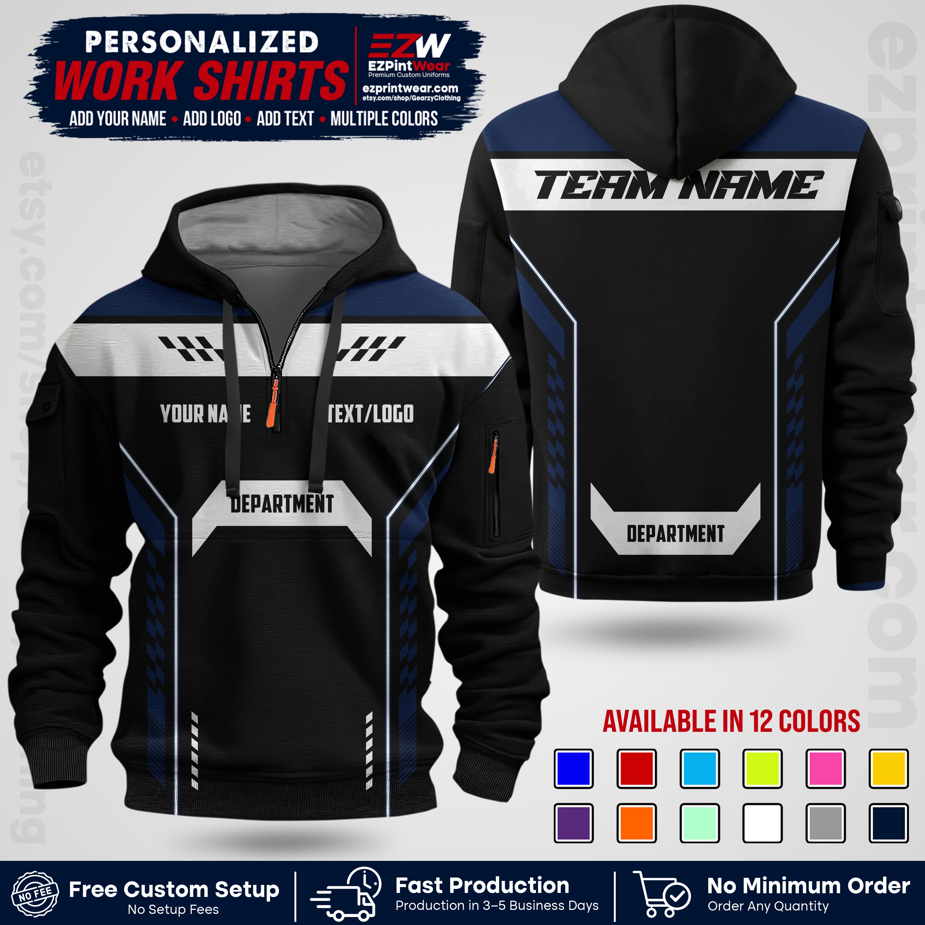 Custom All Over Print Work Uniform Shirt with Name, Logo & Text | Custom Hawaiian Shirt | Company Shirt | Employee Uniform UNF18