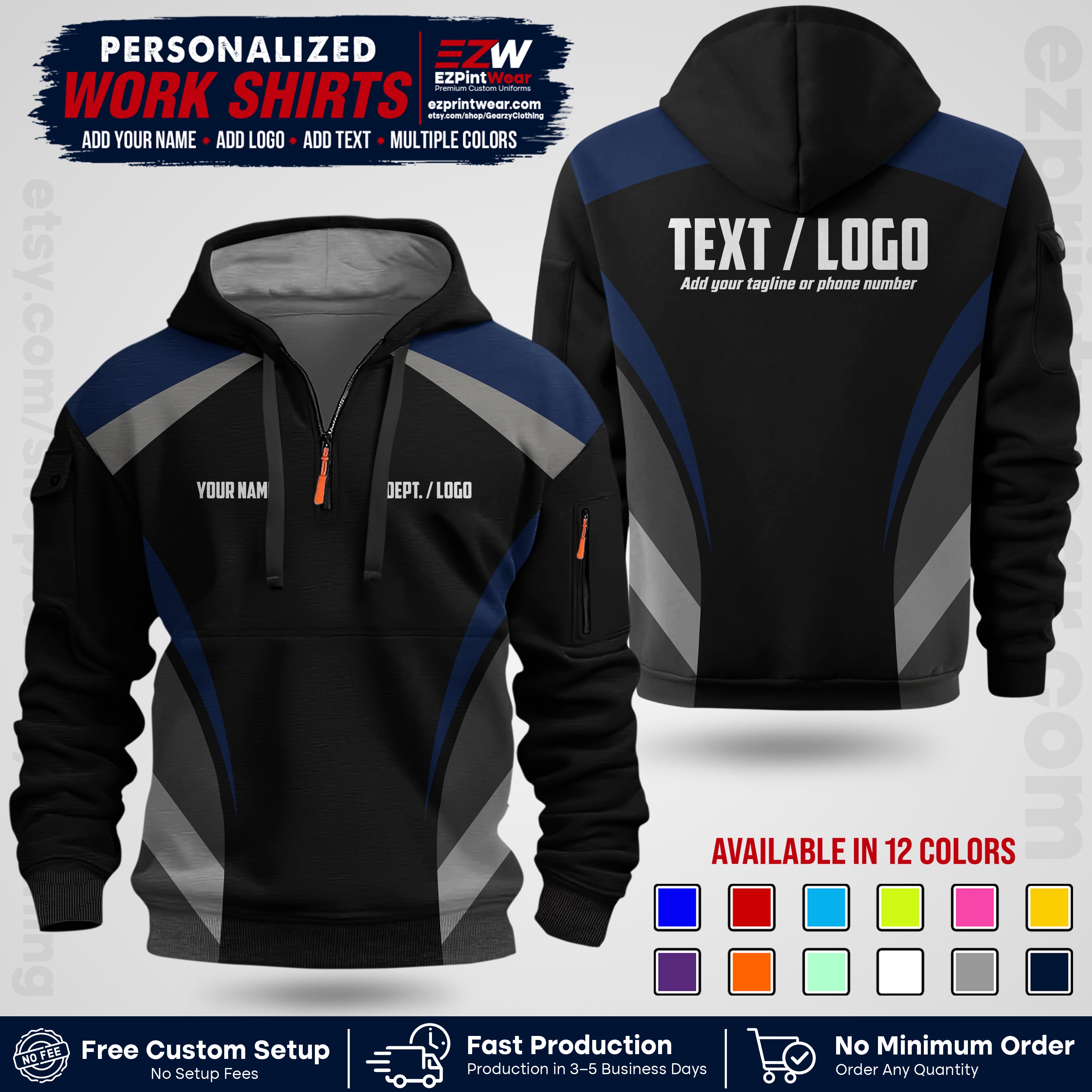 Custom All Over Print Work Uniform Shirt with Name, Logo & Text | Custom Hawaiian Shirt | Company Shirt | Employee Uniform UNF03