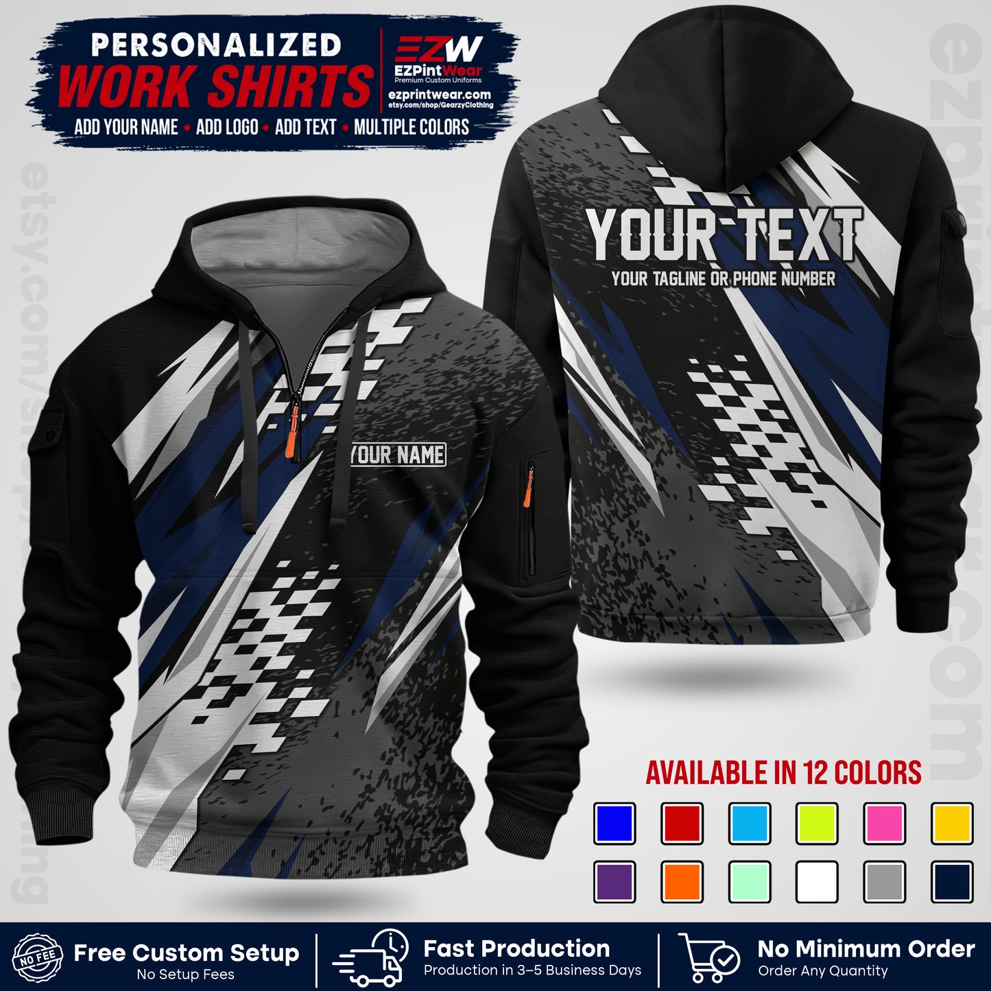Custom Racing Shirt with Name, Logo & Text | Race Team Uniform | Crew Apparel RC03