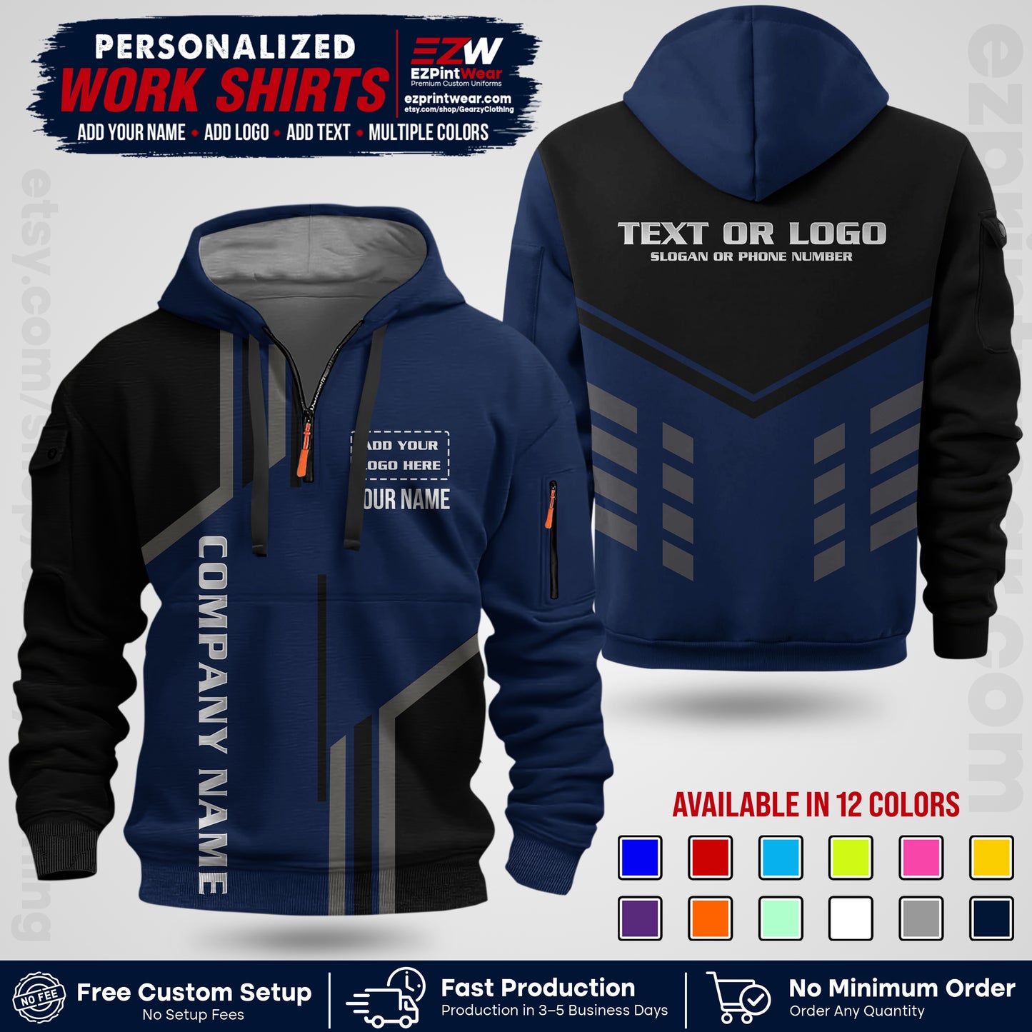 Custom All Over Print Work Uniform Shirt with Name, Logo & Text | Custom Hawaiian Shirt | Company Shirt | Employee Uniform UNF10