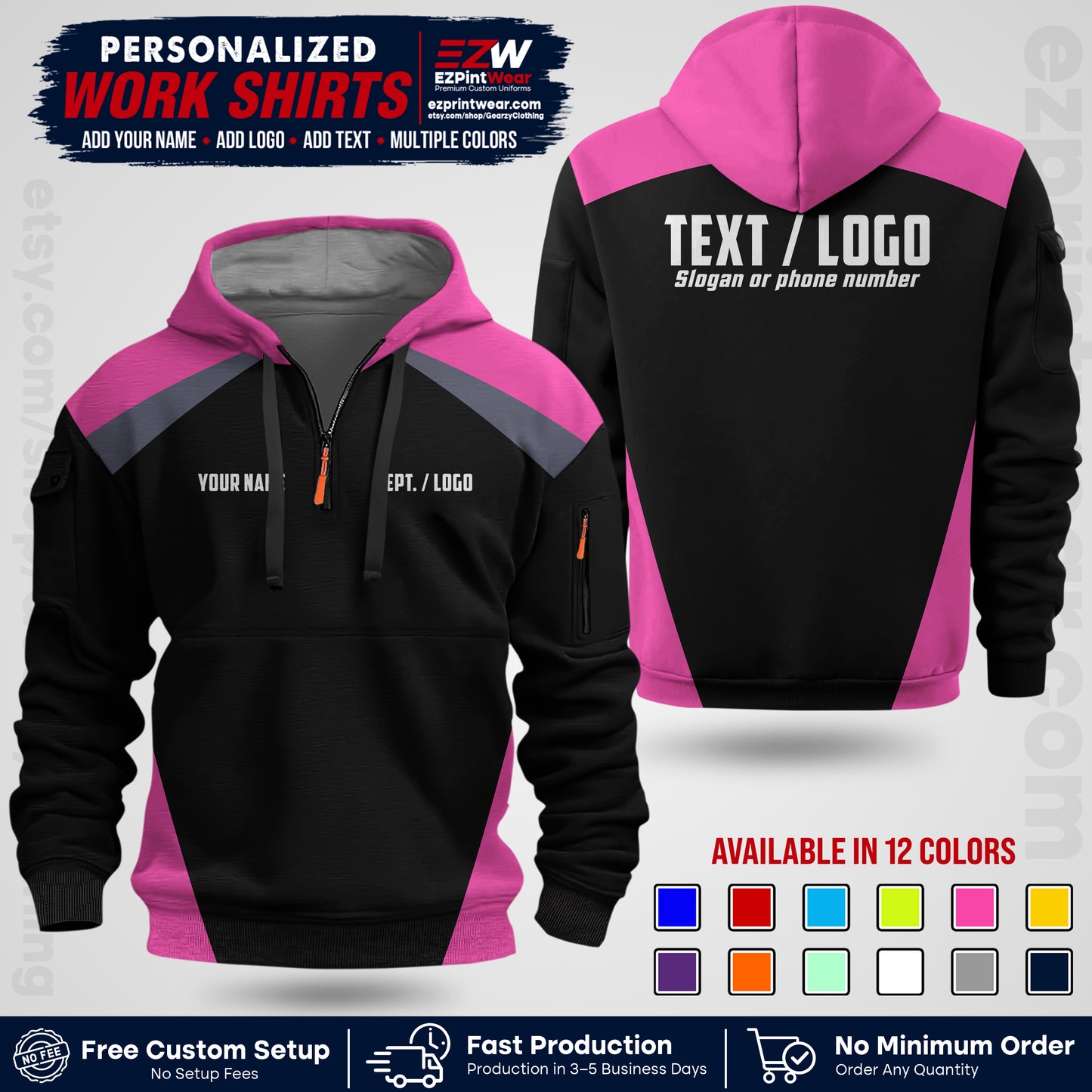 Custom All Over Print Work Uniform Shirt with Name, Logo & Text | Custom Hawaiian Shirt | Company Shirt | Employee Uniform UNF02