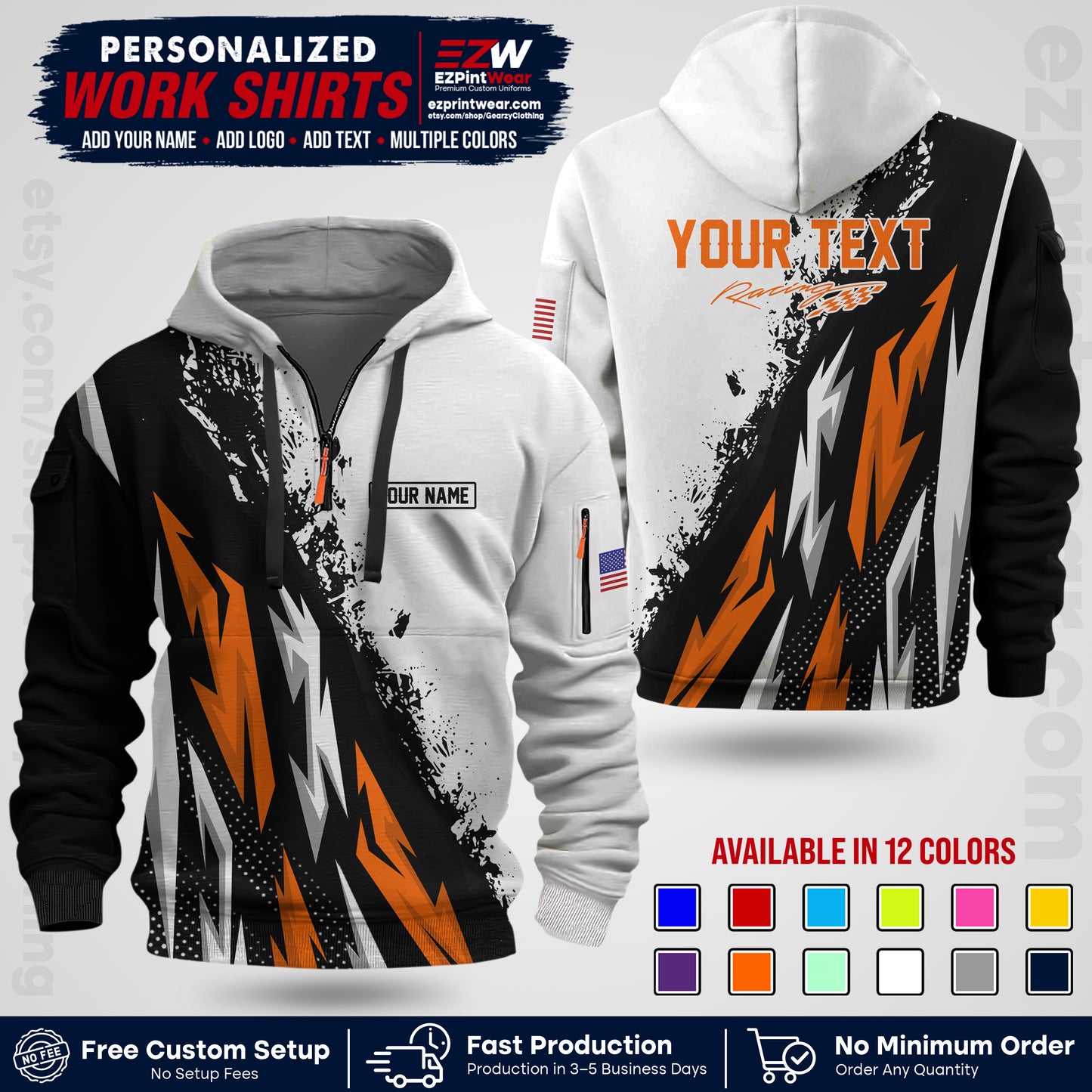 Custom Racing Shirt with Name, Logo & Text | Race Team Uniform | Crew Apparel RC08