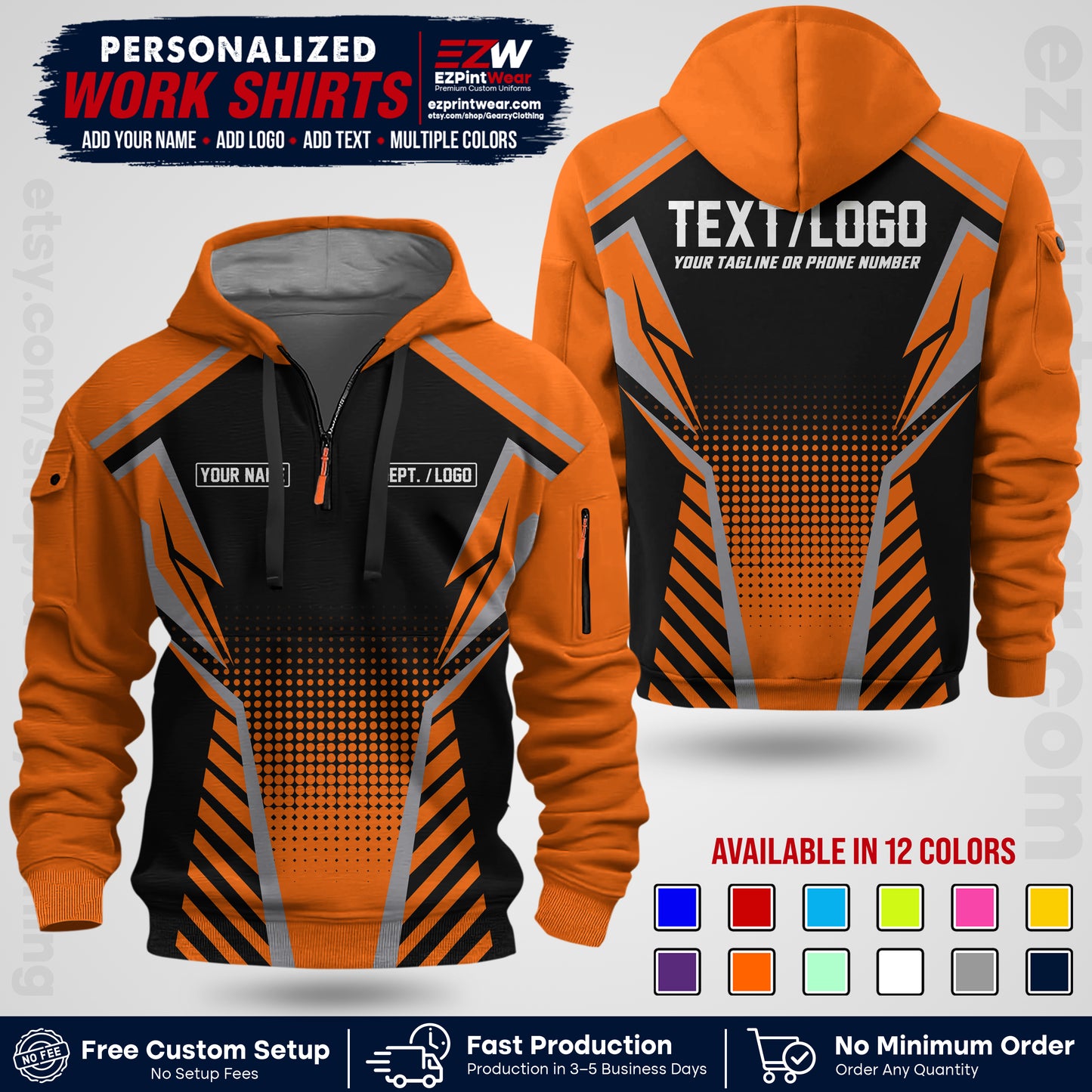Custom All Over Print Work Uniform Shirt with Name, Logo & Text | Custom Hawaiian Shirt | Company Shirt | Employee Uniform UNF13