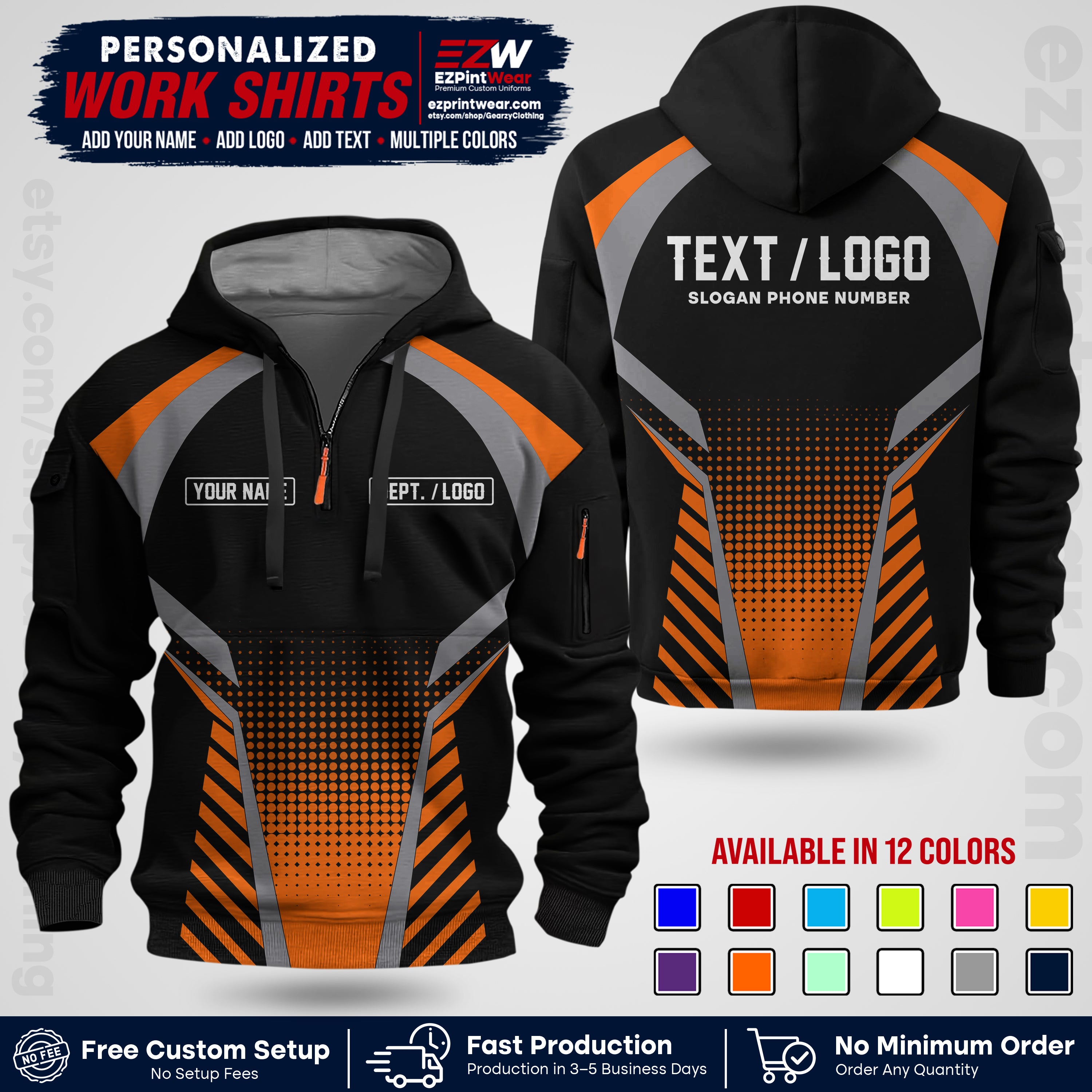 Custom All Over Print Work Uniform Shirt with Name, Logo & Text | Custom Hawaiian Shirt | Company Shirt | Employee Uniform UNF19