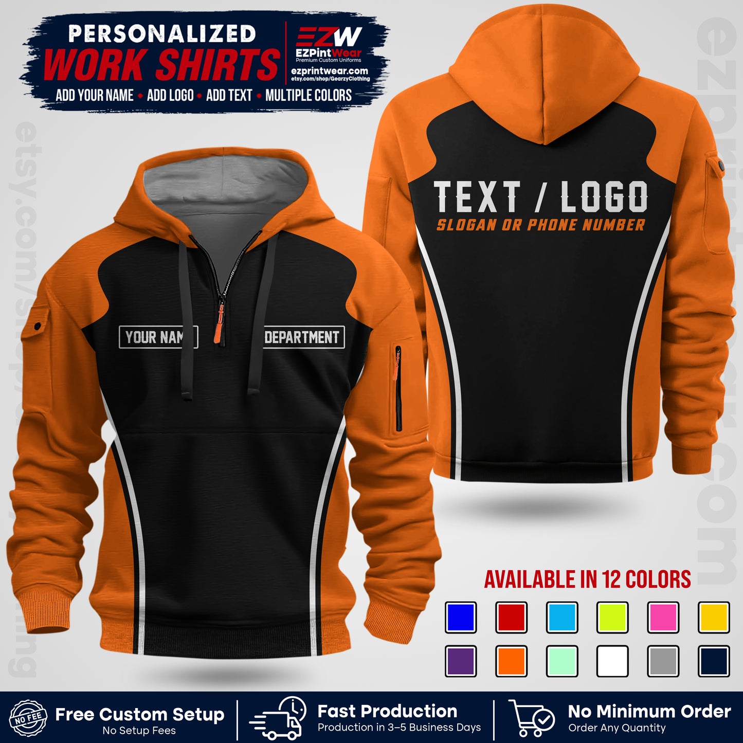 Custom All Over Print Work Uniform Shirt with Name, Logo & Text | Custom Hawaiian Shirt | Company Shirt | Employee Uniform UNF16