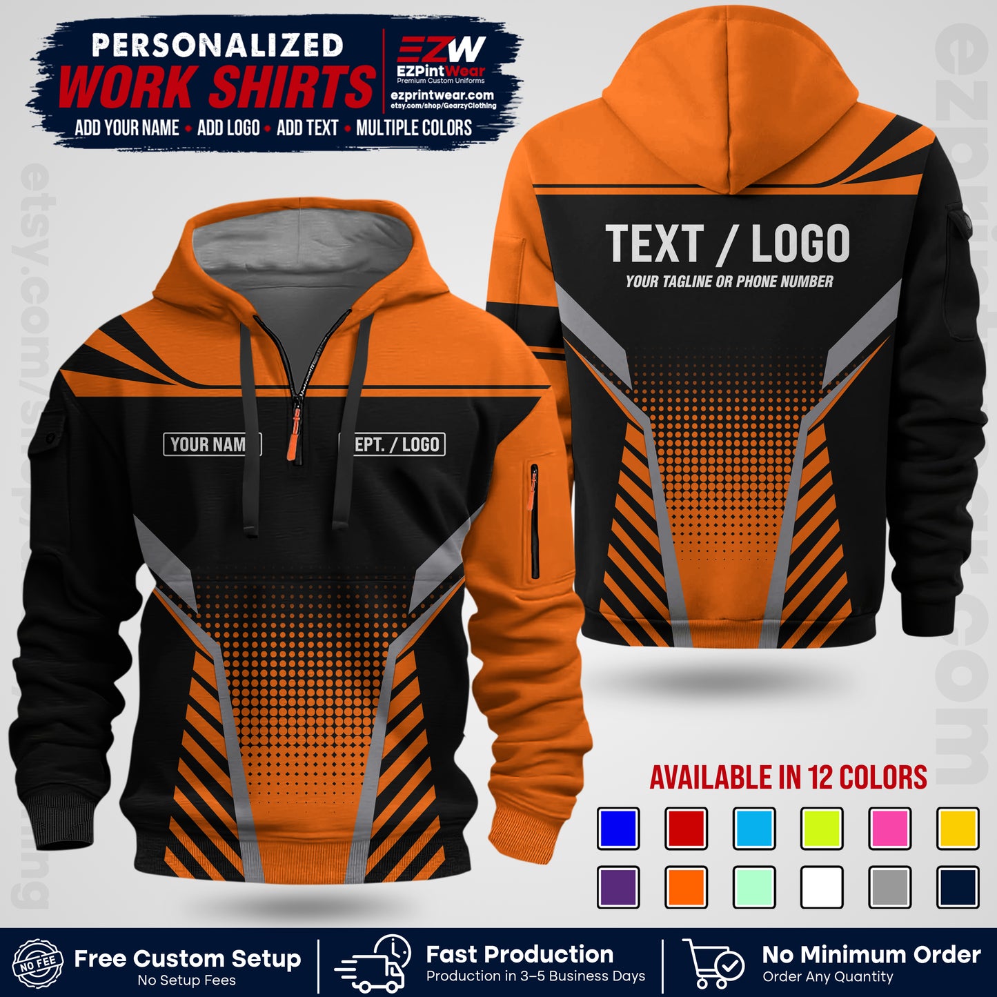 Custom All Over Print Work Uniform Shirt with Name, Logo & Text | Custom Hawaiian Shirt | Company Shirt | Employee Uniform UNF08