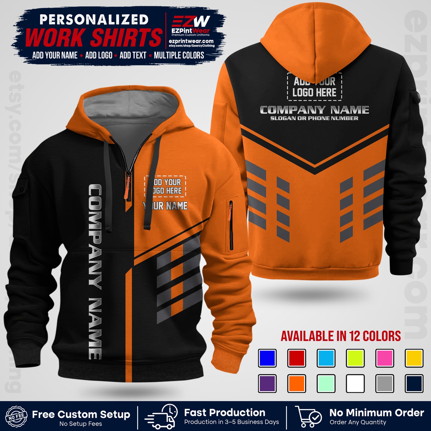 Custom All Over Print Work Uniform Shirt with Name, Logo & Text | Custom Hawaiian Shirt | Company Shirt | Employee Uniform UNF09