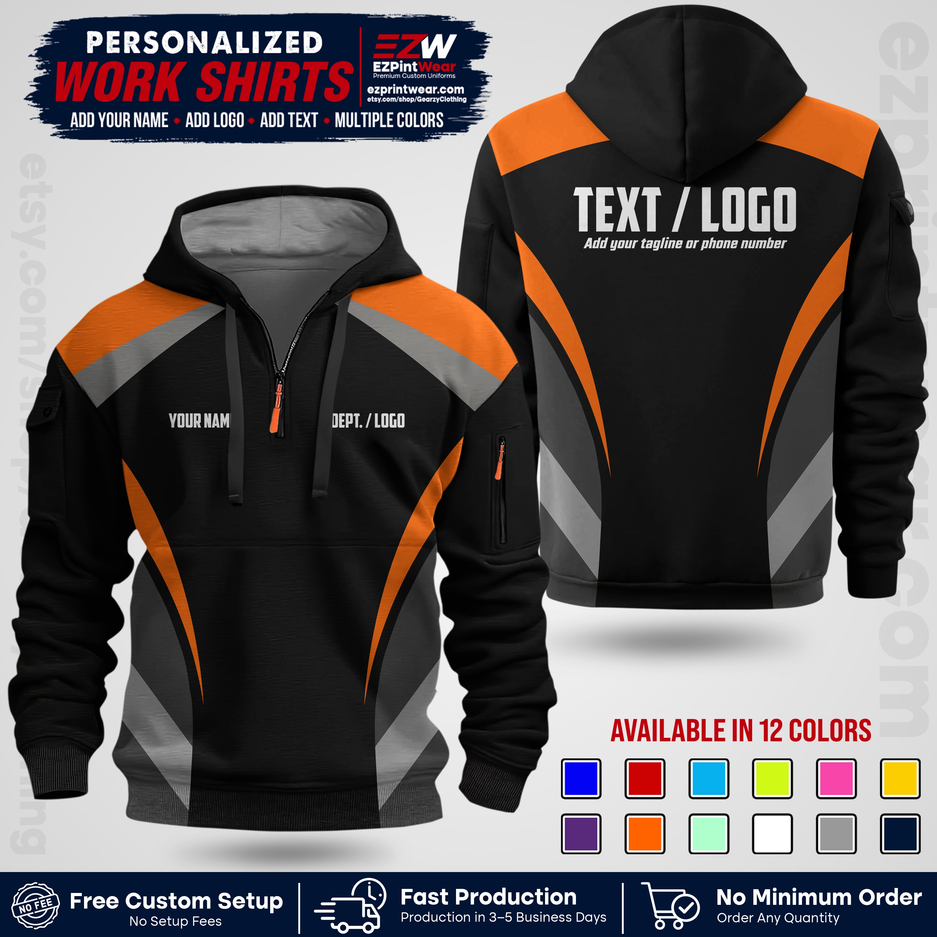 Custom All Over Print Work Uniform Shirt with Name, Logo & Text | Custom Hawaiian Shirt | Company Shirt | Employee Uniform UNF03