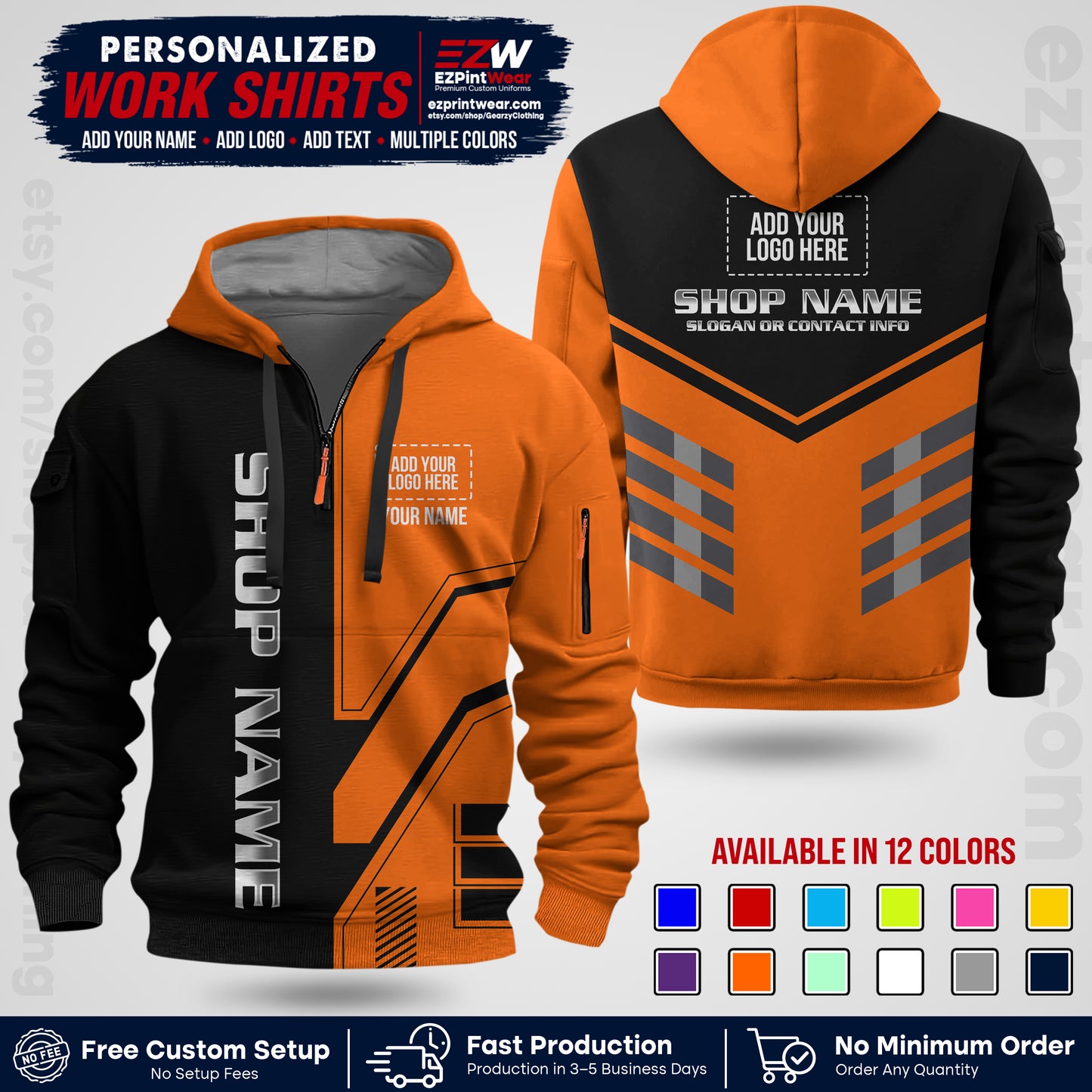 Custom All Over Print Work Uniform Shirt with Name, Logo & Text | Custom Hawaiian Shirt | Company Shirt | Employee Uniform UNF11
