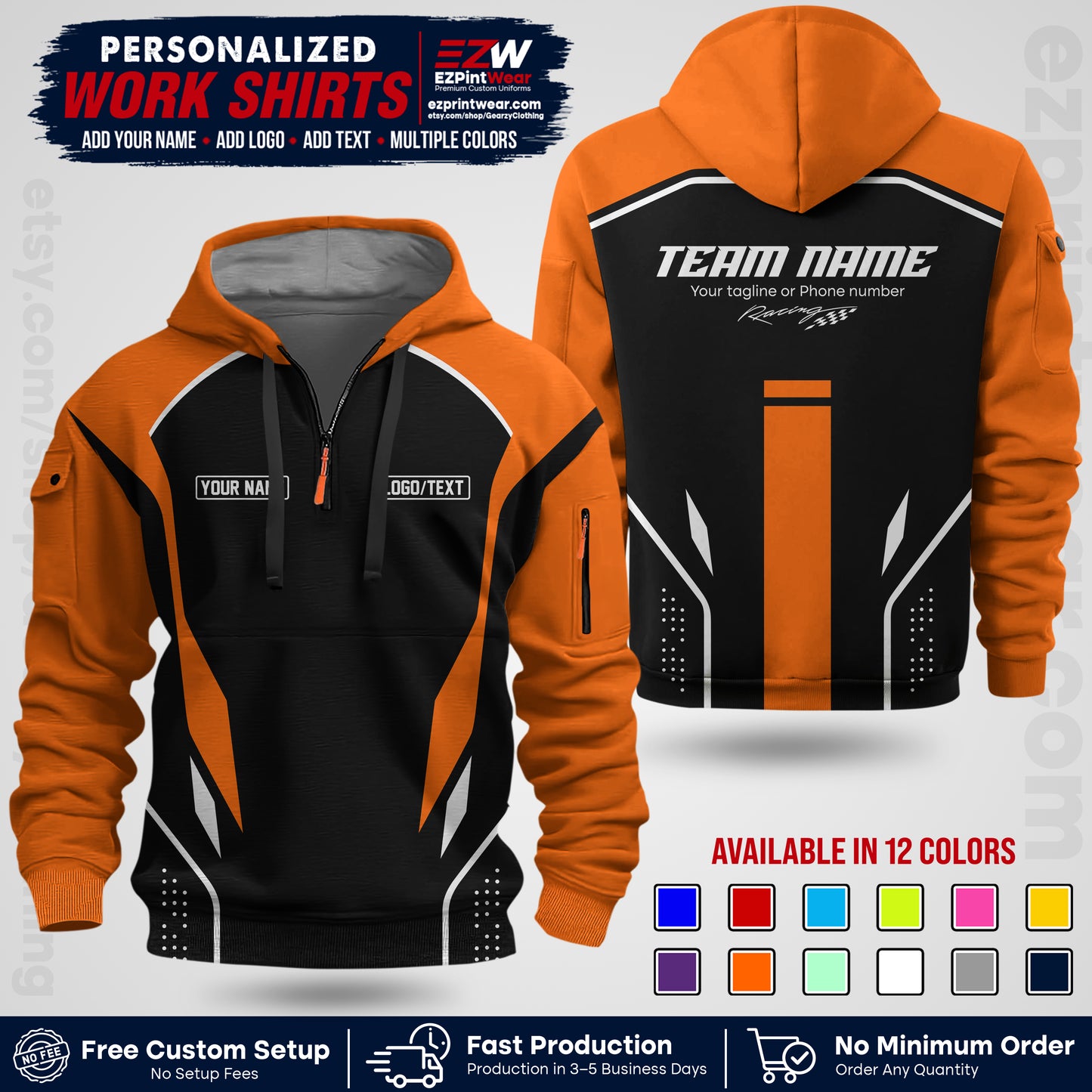 Custom Racing Shirt with Name, Logo & Text | Race Team Uniform | Crew Apparel RC06