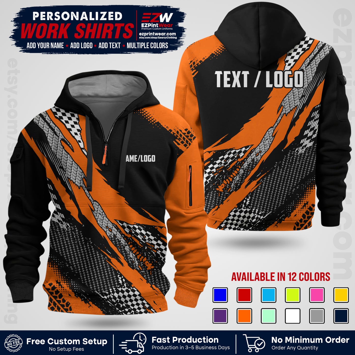 Custom Racing Shirt with Name, Logo & Text | Race Team Uniform | Crew Apparel RC05