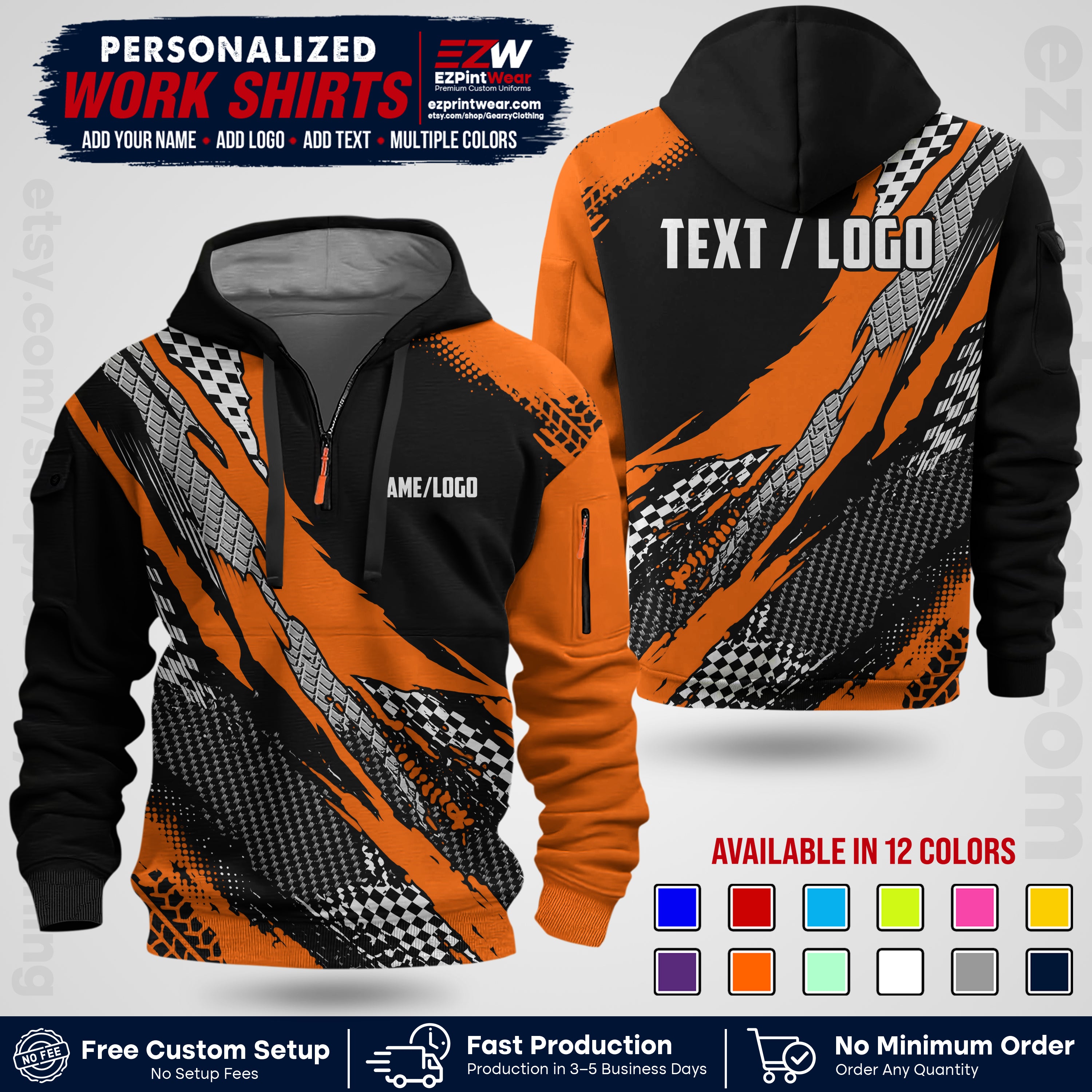 Custom Racing Shirt with Name, Logo & Text | Race Team Uniform | Crew Apparel RC05