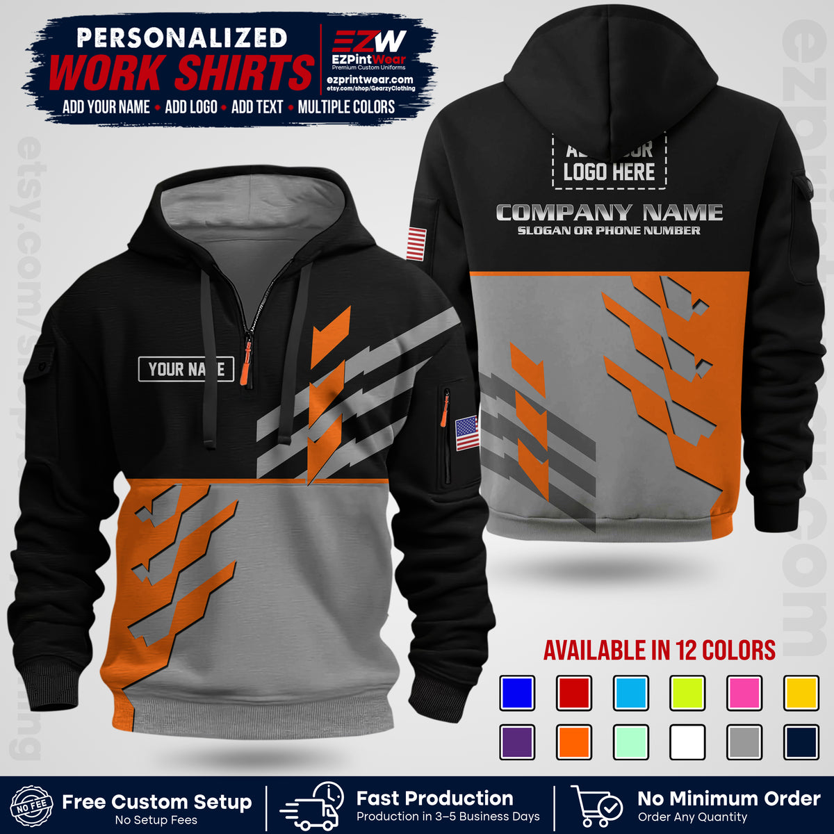 Custom All Over Print Work Uniform Shirt with Name, Logo & Text | Custom Hawaiian Shirt | Company Shirt | Employee Uniform UNF21