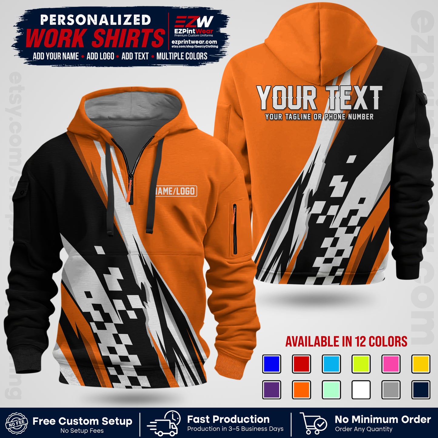 Custom Racing Shirt with Name, Logo & Text | Race Team Uniform | Crew Apparel RC04