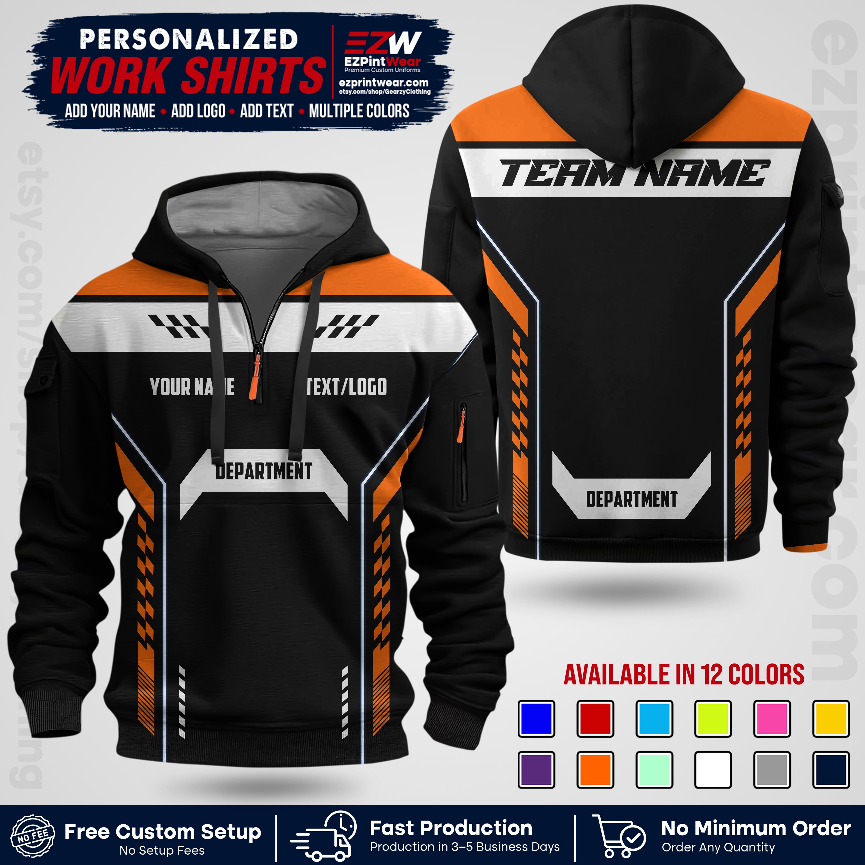 Custom All Over Print Work Uniform Shirt with Name, Logo & Text | Custom Hawaiian Shirt | Company Shirt | Employee Uniform UNF18