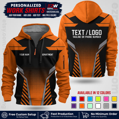 Custom All Over Print Work Uniform Shirt with Name, Logo & Text | Custom Hawaiian Shirt | Company Shirt | Employee Uniform UNF06