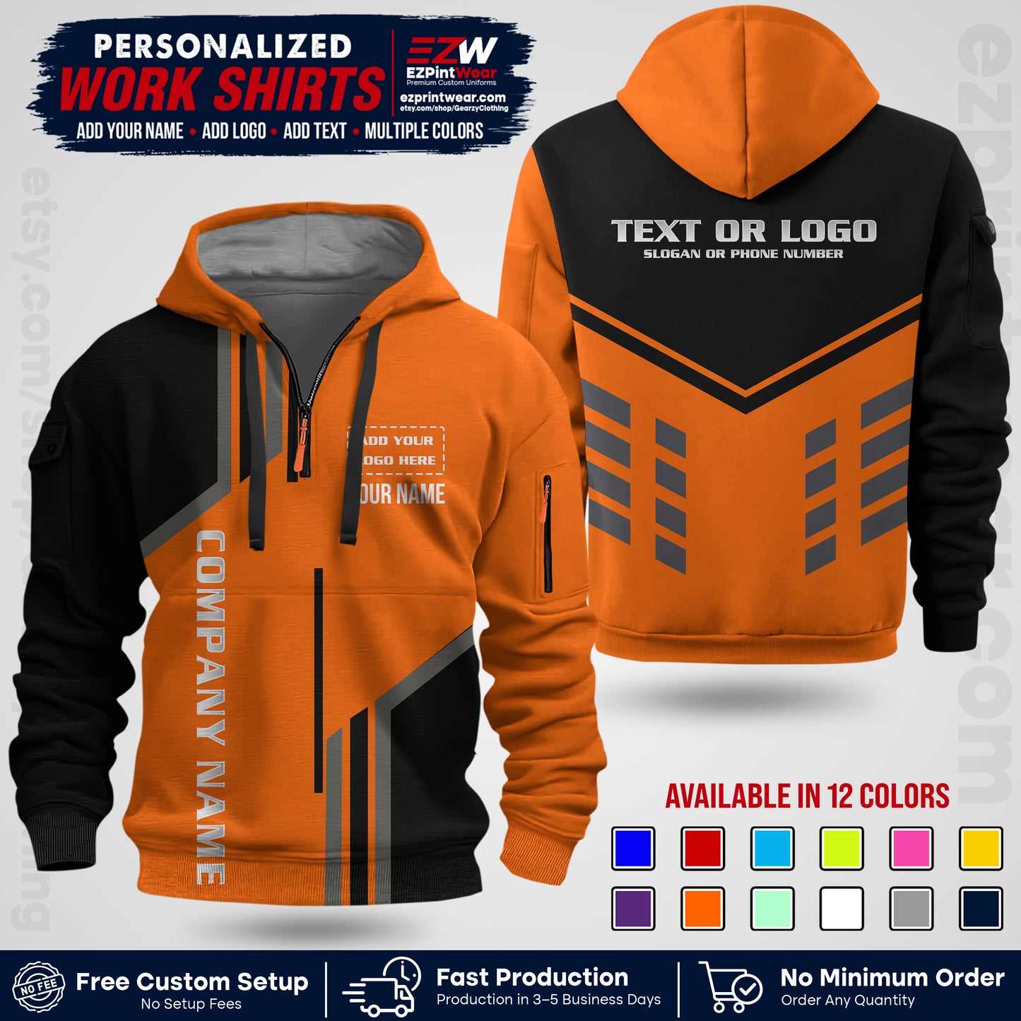 Custom All Over Print Work Uniform Shirt with Name, Logo & Text | Custom Hawaiian Shirt | Company Shirt | Employee Uniform UNF10