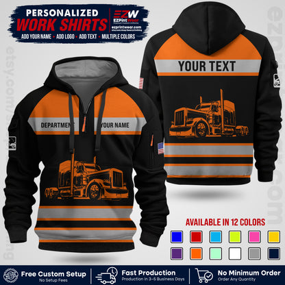 Personalized Truck Driver Workwear Uniform | Custom Safety Stripe Apparel | Non-Reflective Reflective Style Design TW02
