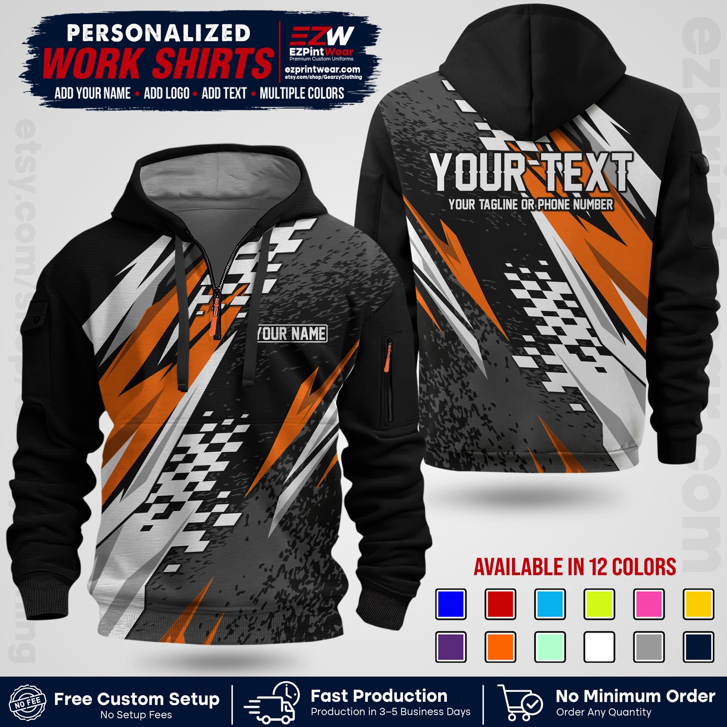 Custom Racing Shirt with Name, Logo & Text | Race Team Uniform | Crew Apparel RC03