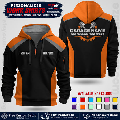 Custom Mechanic Work Shirt with Name, Logo & Text | Auto Shop Uniform | Workwear MCN 06