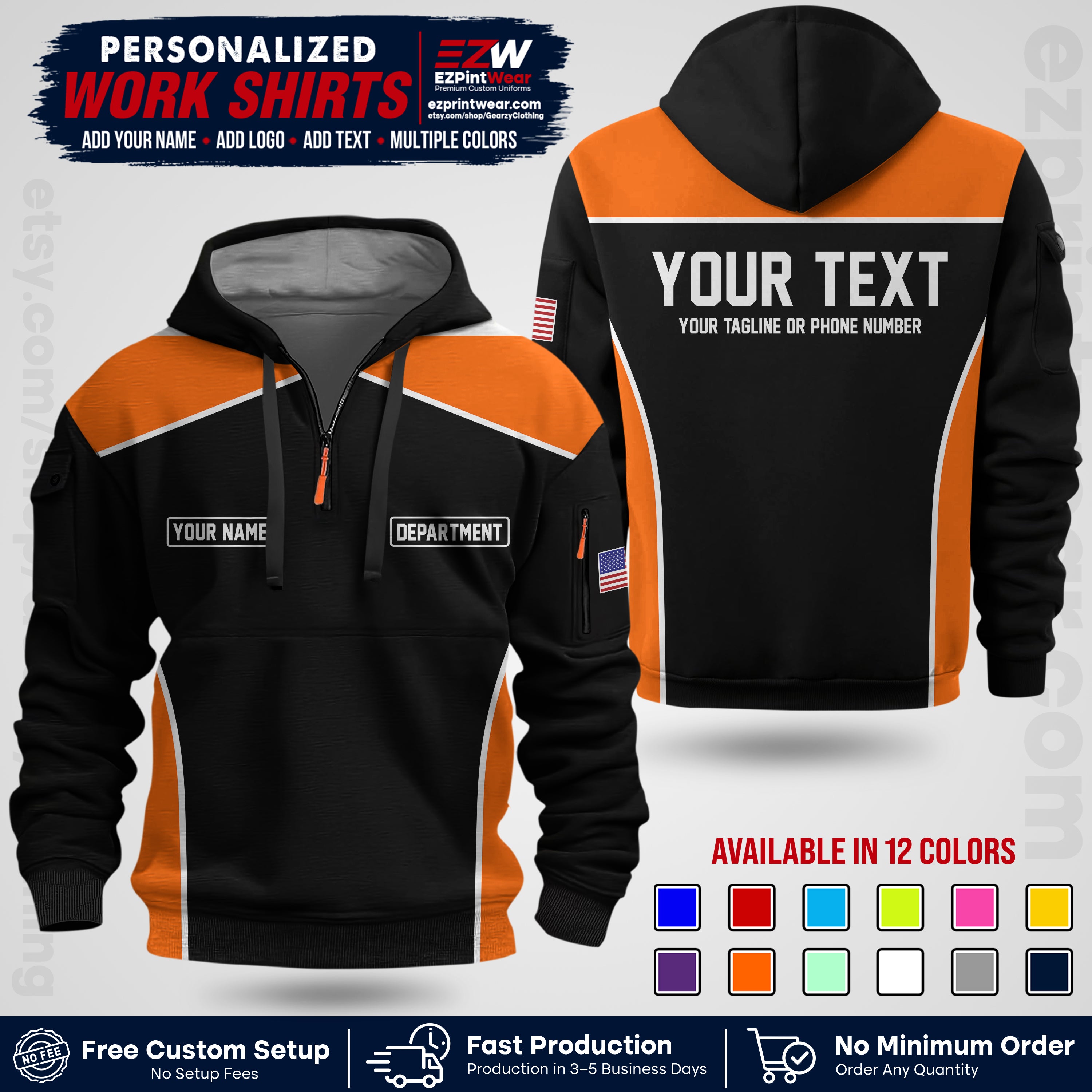 Custom All Over Print Work Uniform Shirt with Name, Logo & Text | Custom Hawaiian Shirt | Company Shirt | Employee Uniform UNF12