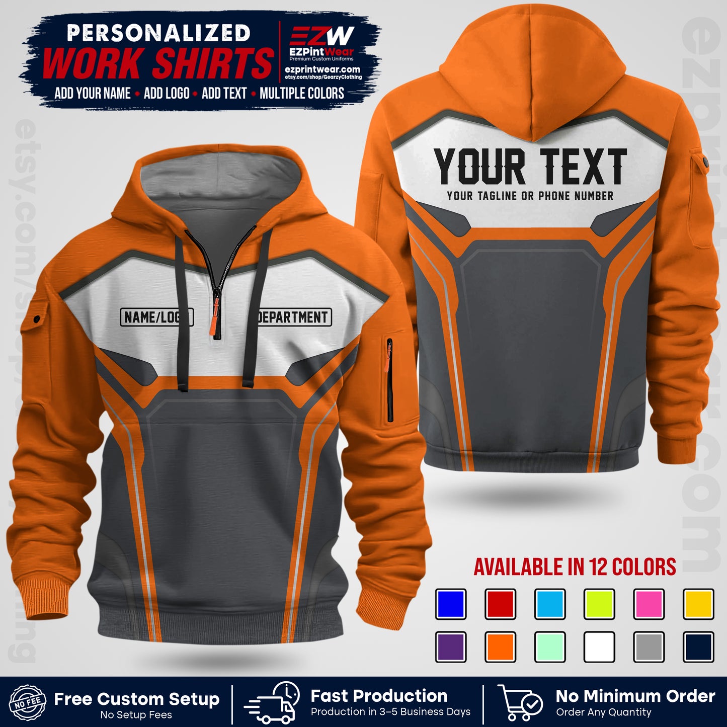 Custom All Over Print Work Uniform Shirt with Name, Logo & Text | Custom Hawaiian Shirt | Company Shirt | Employee Uniform UNF05