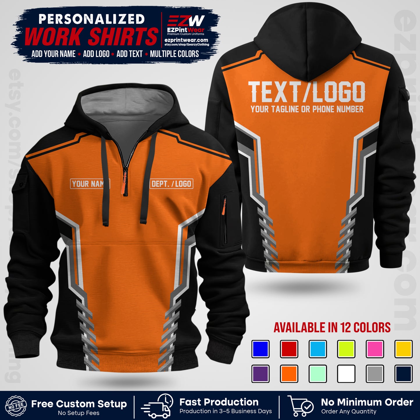 Custom All Over Print Work Uniform Shirt with Name, Logo & Text | Custom Hawaiian Shirt | Company Shirt | Employee Uniform UNF15