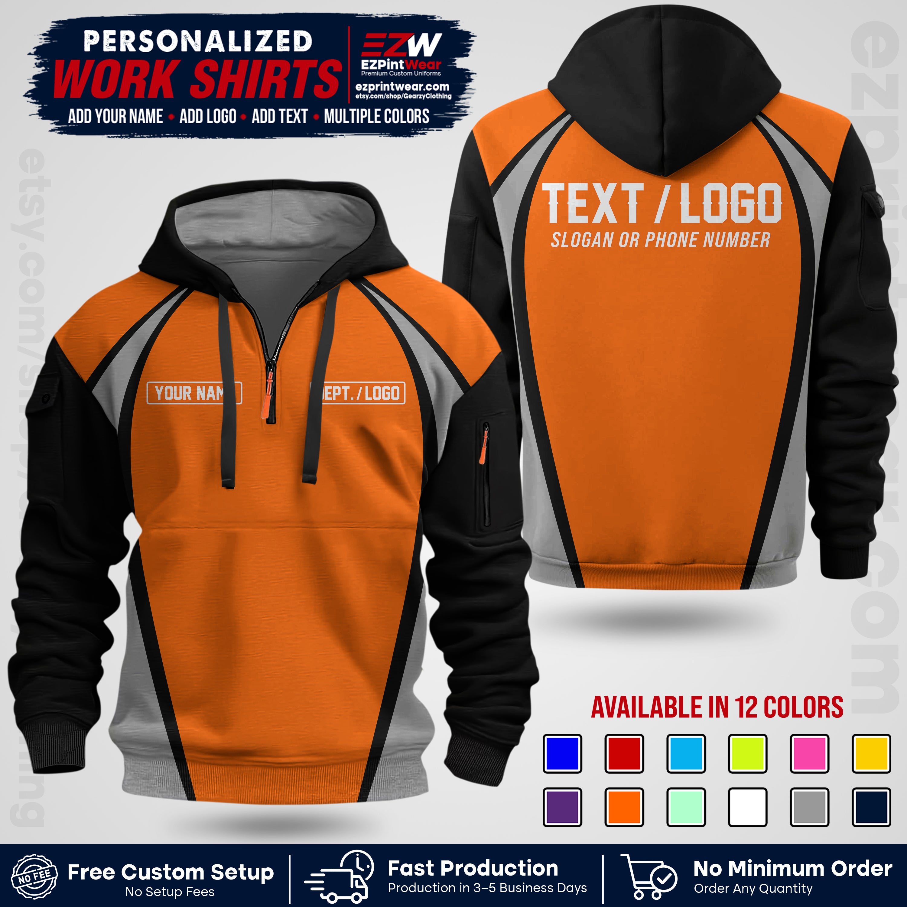 Custom All Over Print Work Uniform Shirt with Name, Logo & Text | Custom Hawaiian Shirt | Company Shirt | Employee Uniform UNF20