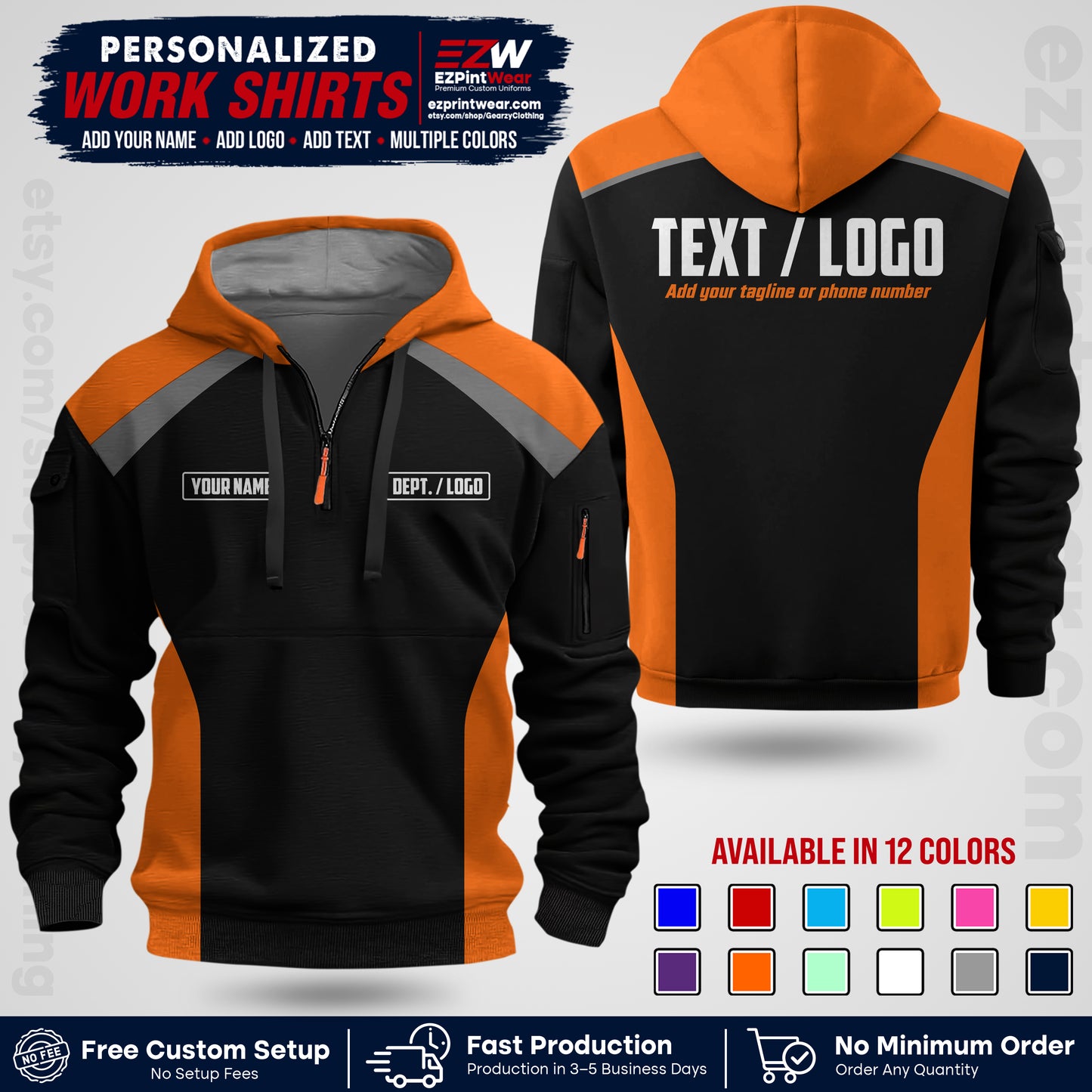 Custom All Over Print Work Uniform Shirt with Name, Logo & Text | Custom Hawaiian Shirt | Company Shirt | Employee Uniform UNF04
