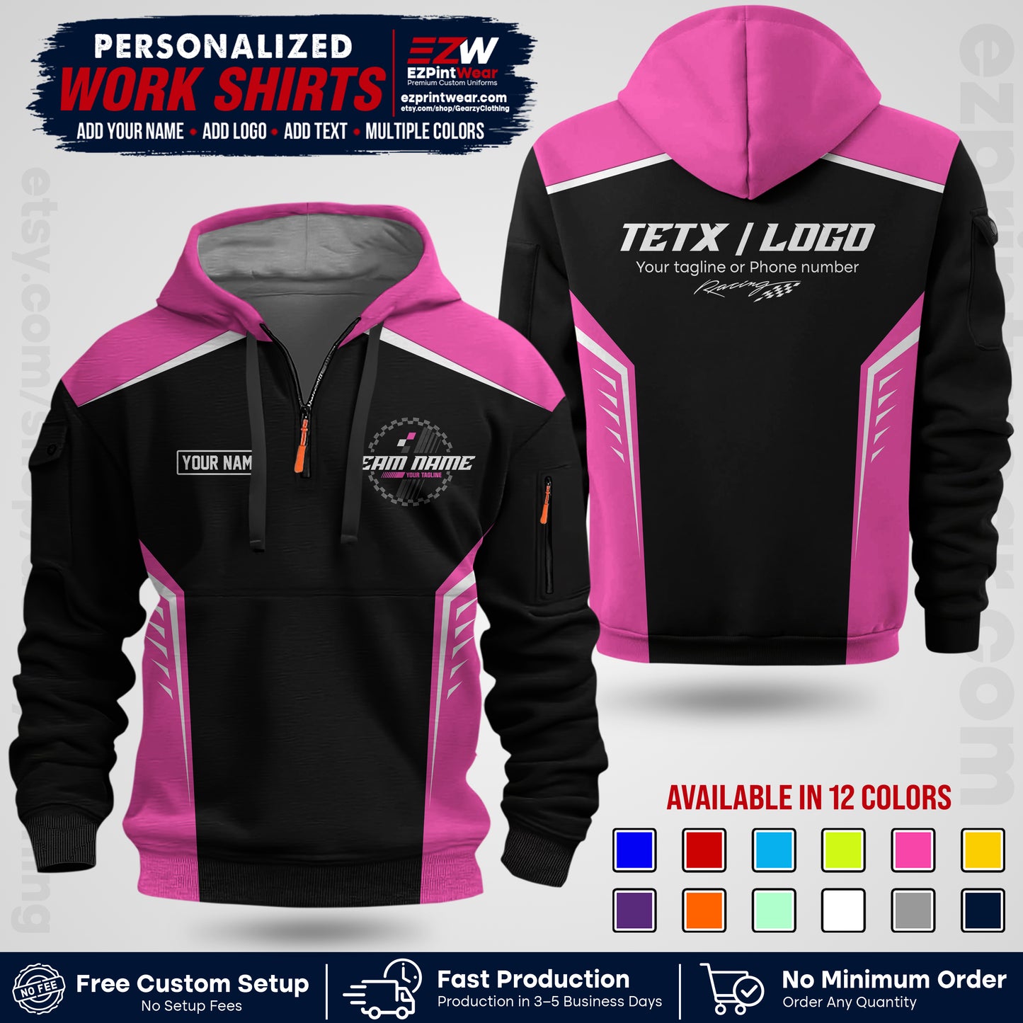 Custom Racing Shirt with Name, Logo & Text | Race Team Uniform | Crew Apparel RC07