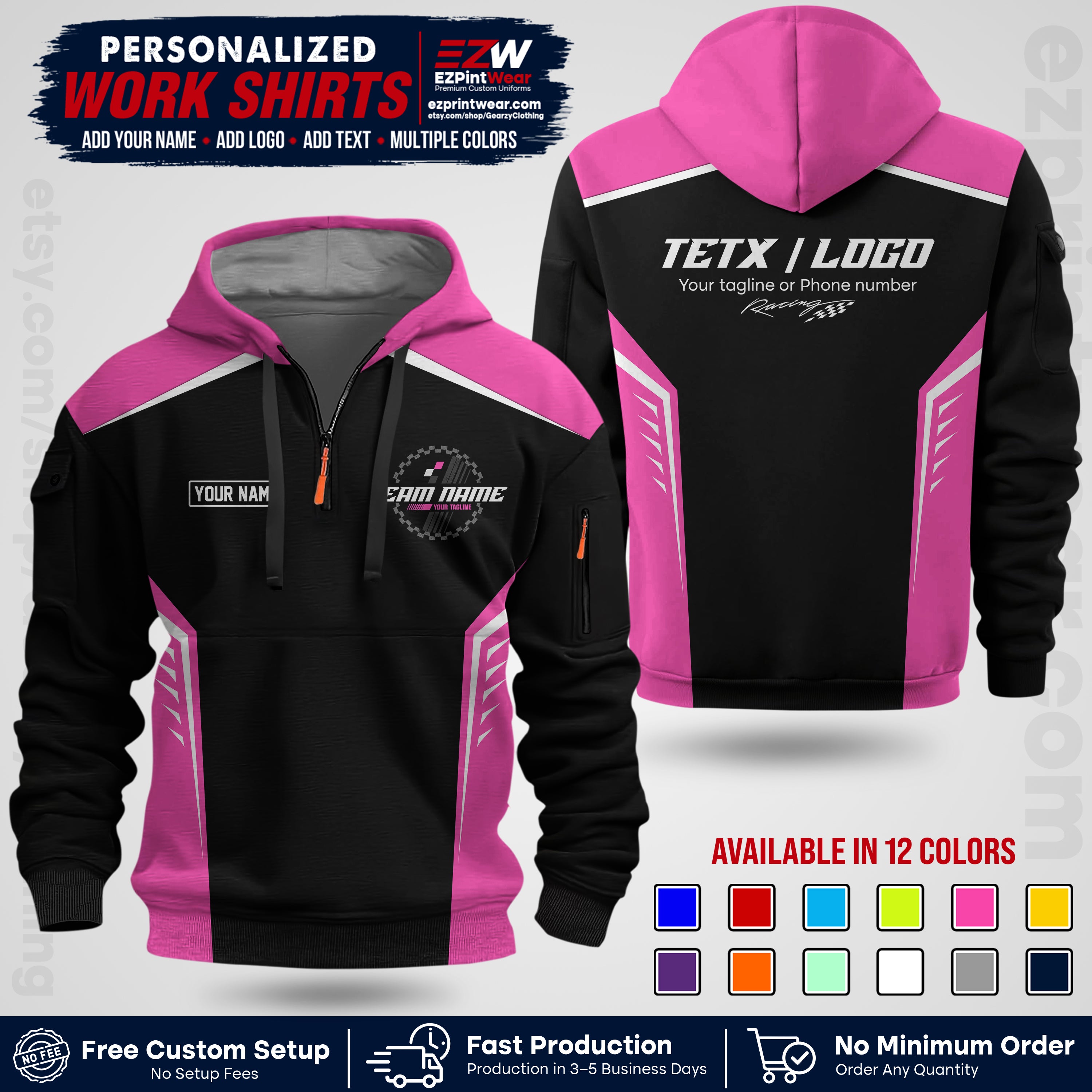 Custom Racing Shirt with Name, Logo & Text | Race Team Uniform | Crew Apparel RC07