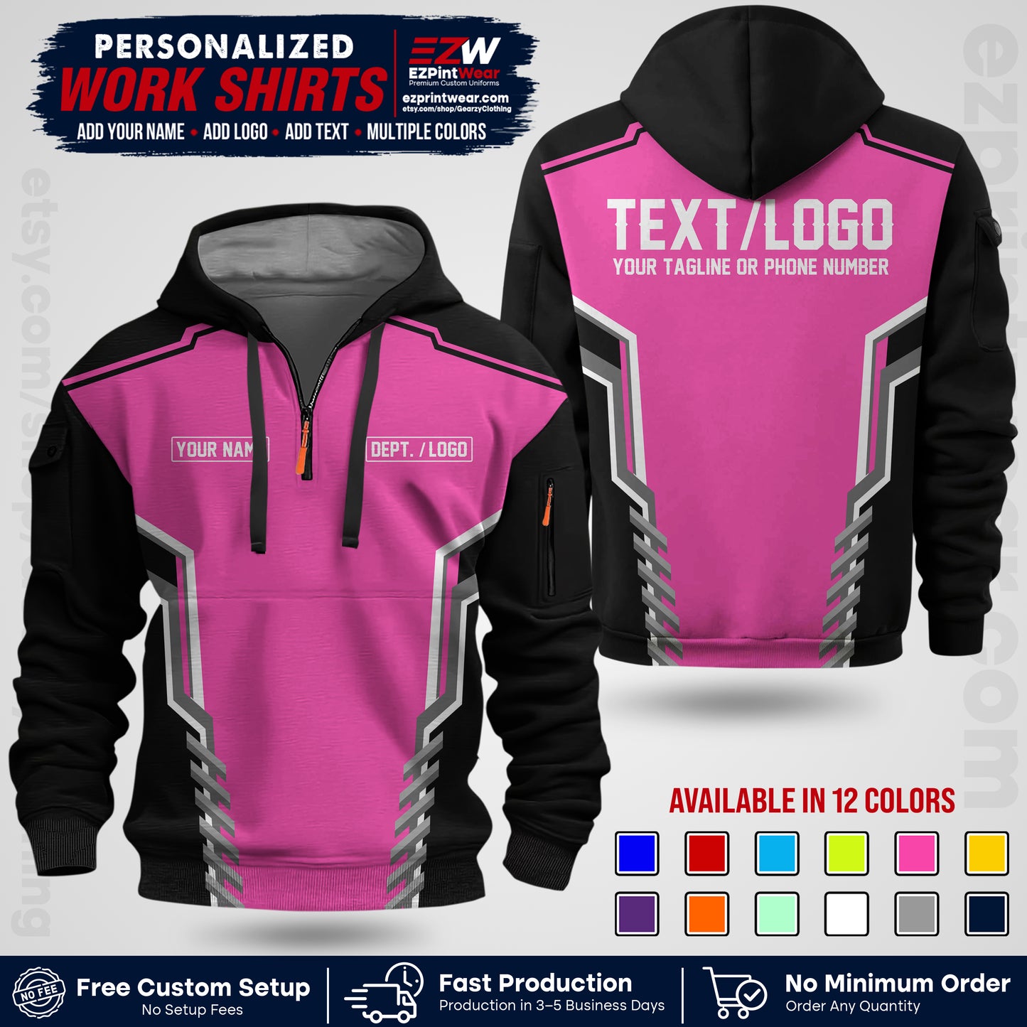 Custom All Over Print Work Uniform Shirt with Name, Logo & Text | Custom Hawaiian Shirt | Company Shirt | Employee Uniform UNF15