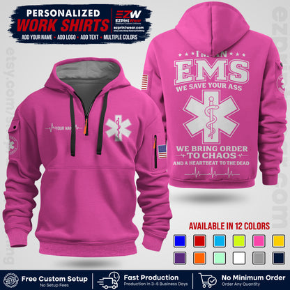 Custom EMS Shirt with Name, Logo & Text | EMS Team Uniform | First Responder Workwear EMSU05