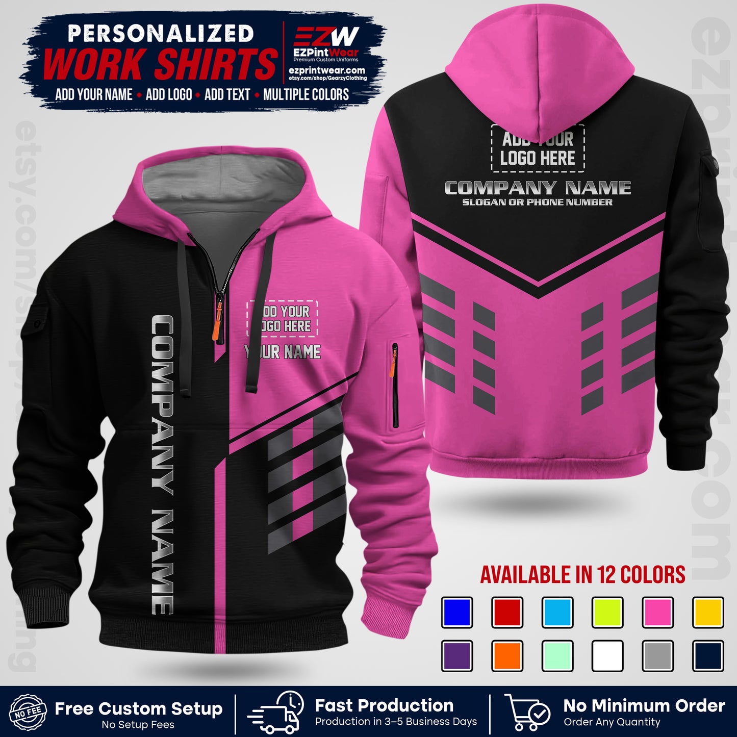 Custom All Over Print Work Uniform Shirt with Name, Logo & Text | Custom Hawaiian Shirt | Company Shirt | Employee Uniform UNF09