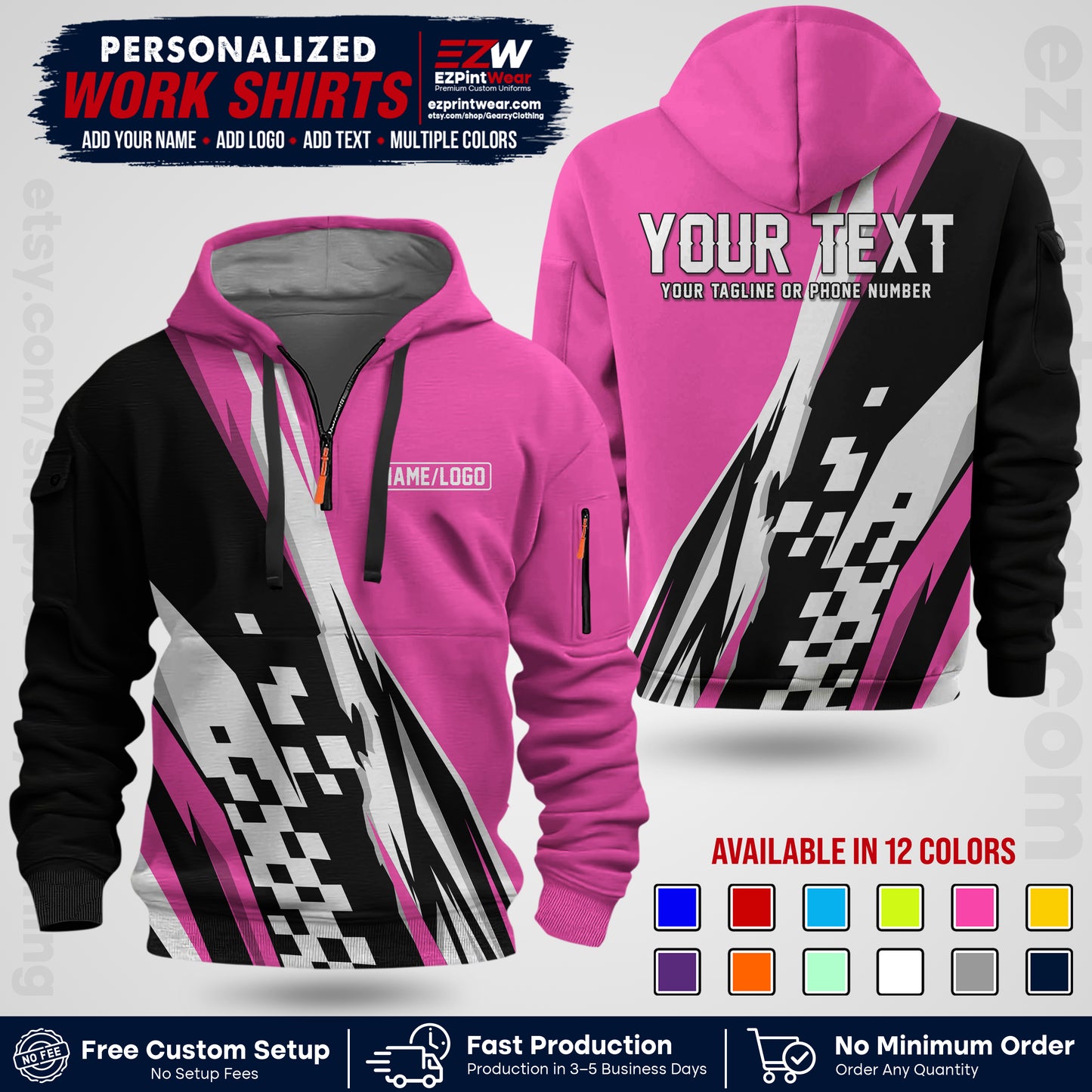 Custom Racing Shirt with Name, Logo & Text | Race Team Uniform | Crew Apparel RC04