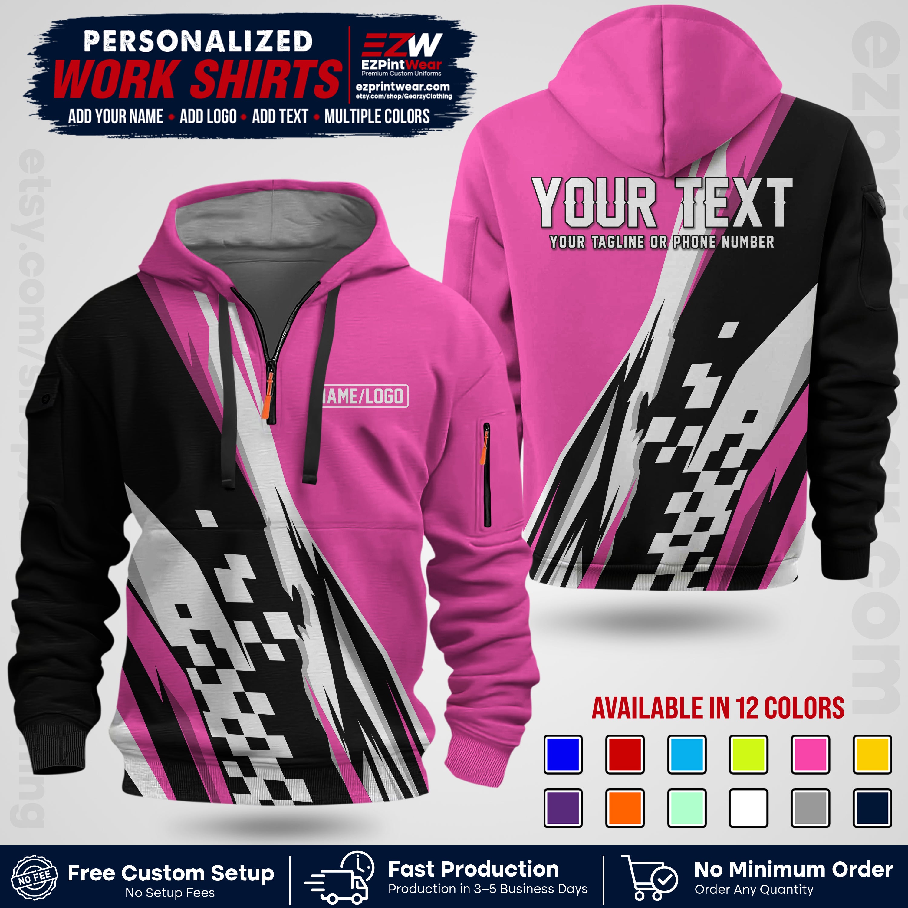 Custom Racing Shirt with Name, Logo & Text | Race Team Uniform | Crew Apparel RC04