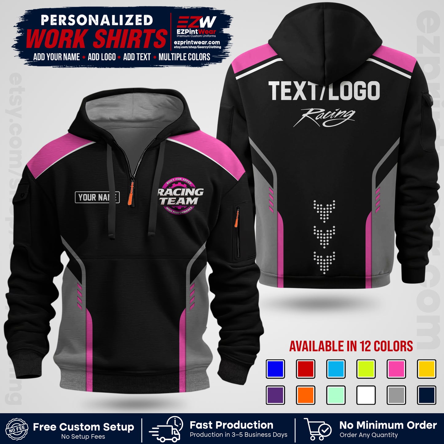 Custom Racing Shirt with Name, Logo & Text | Race Team Uniform | Crew Apparel RC09