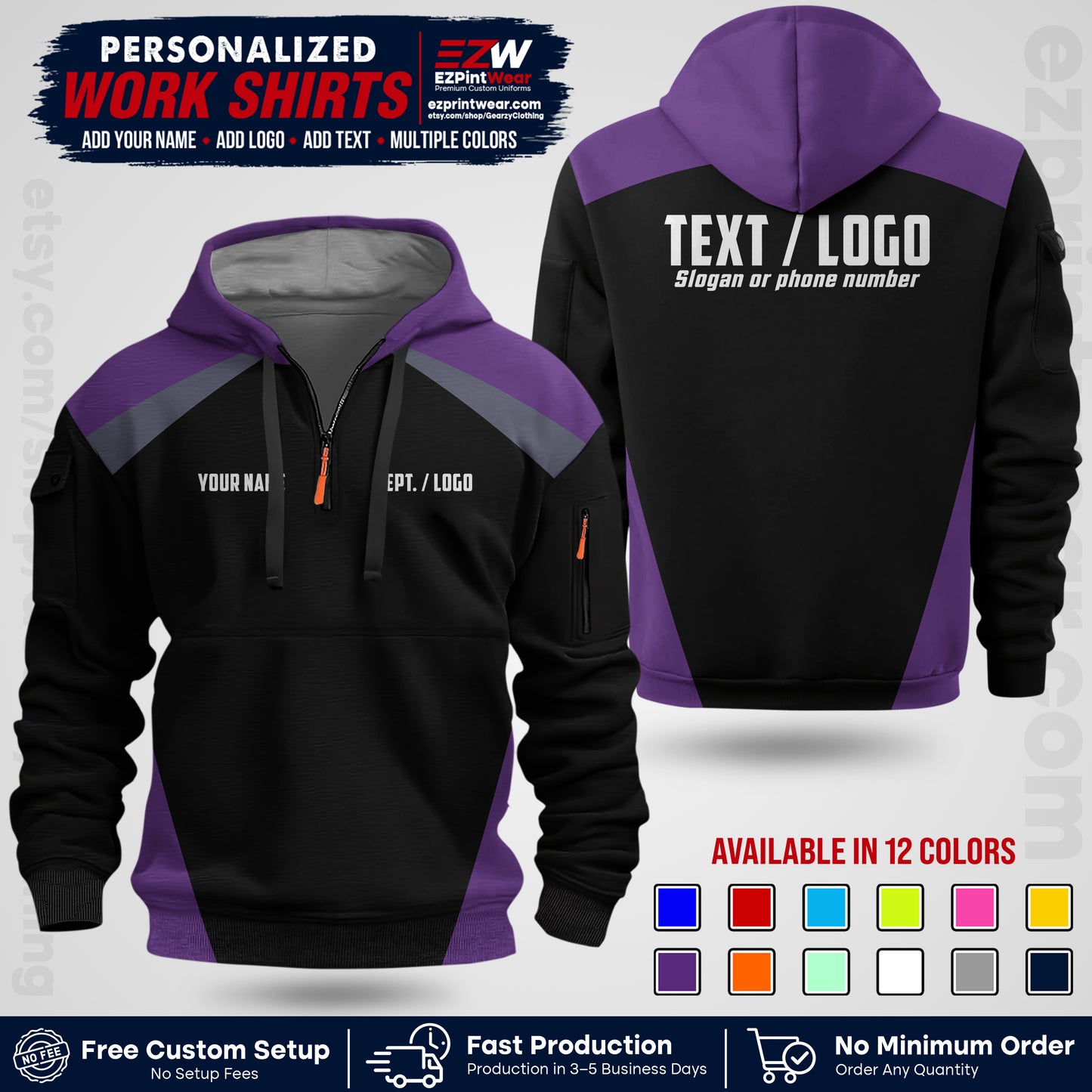Custom All Over Print Work Uniform Shirt with Name, Logo & Text | Custom Hawaiian Shirt | Company Shirt | Employee Uniform UNF02
