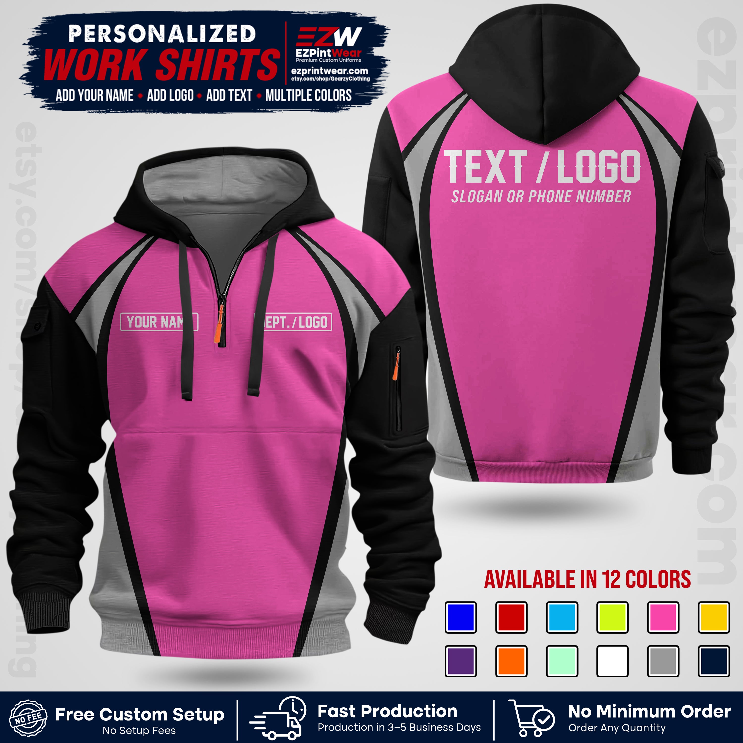 Custom All Over Print Work Uniform Shirt with Name, Logo & Text | Custom Hawaiian Shirt | Company Shirt | Employee Uniform UNF20