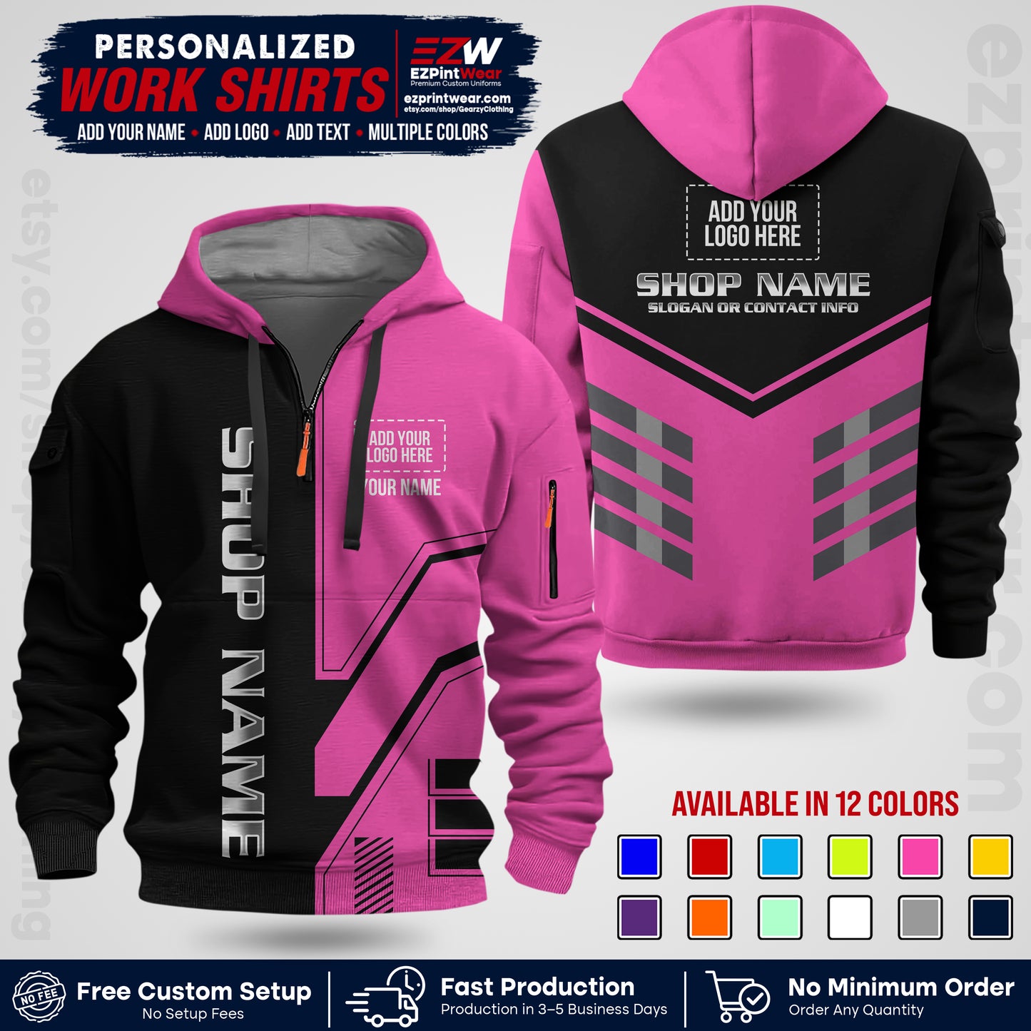 Custom All Over Print Work Uniform Shirt with Name, Logo & Text | Custom Hawaiian Shirt | Company Shirt | Employee Uniform UNF11