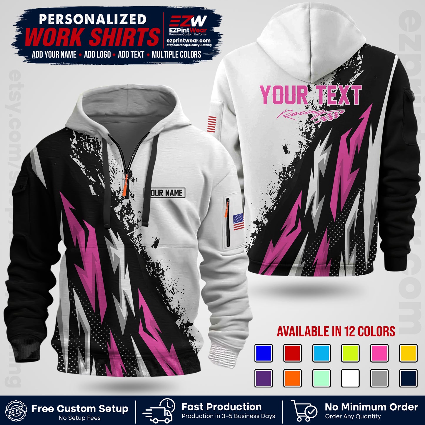 Custom Racing Shirt with Name, Logo & Text | Race Team Uniform | Crew Apparel RC08