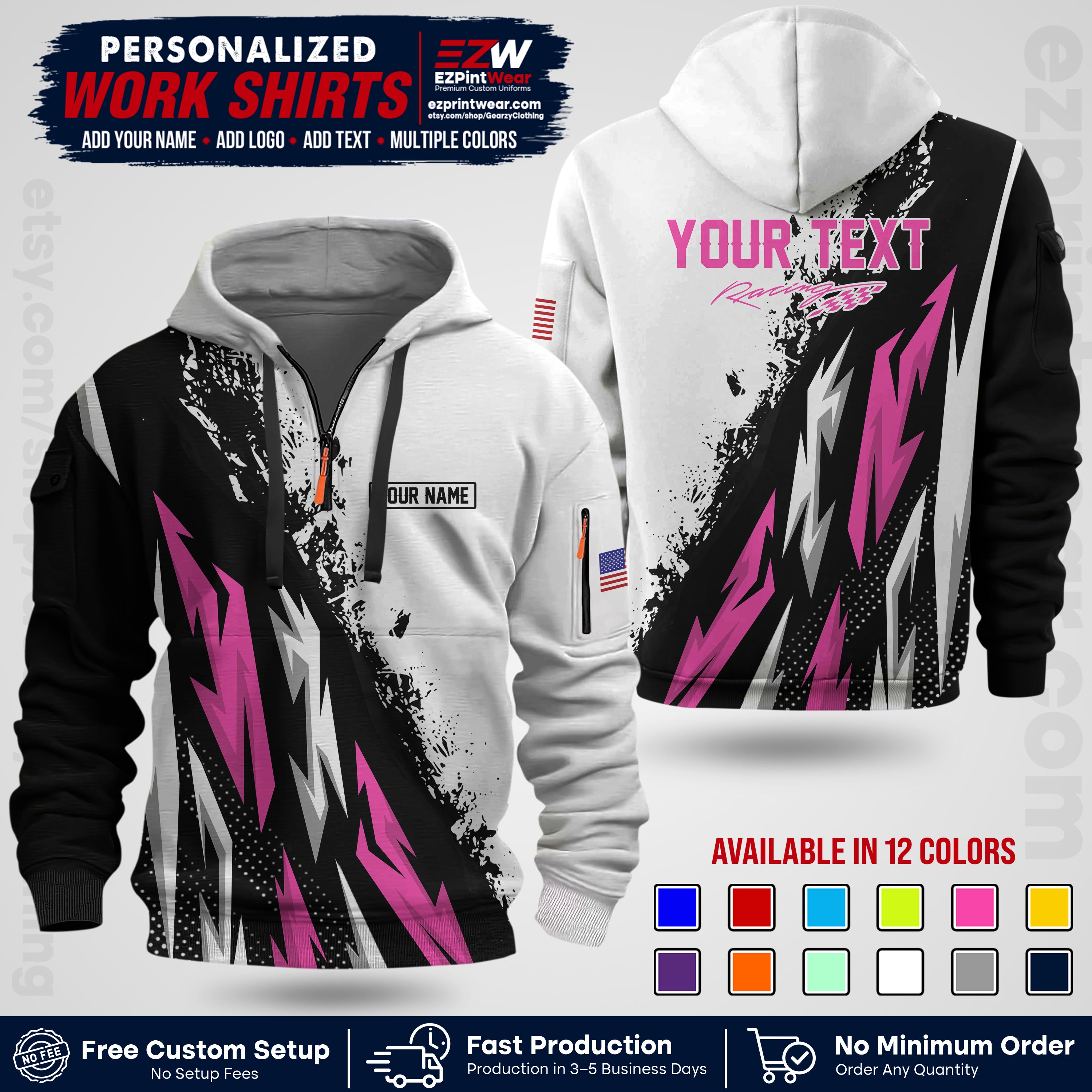 Custom Racing Shirt with Name, Logo & Text | Race Team Uniform | Crew Apparel RC08